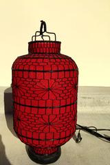 Pair of Fine Chinese Red Lanterns, Electrified