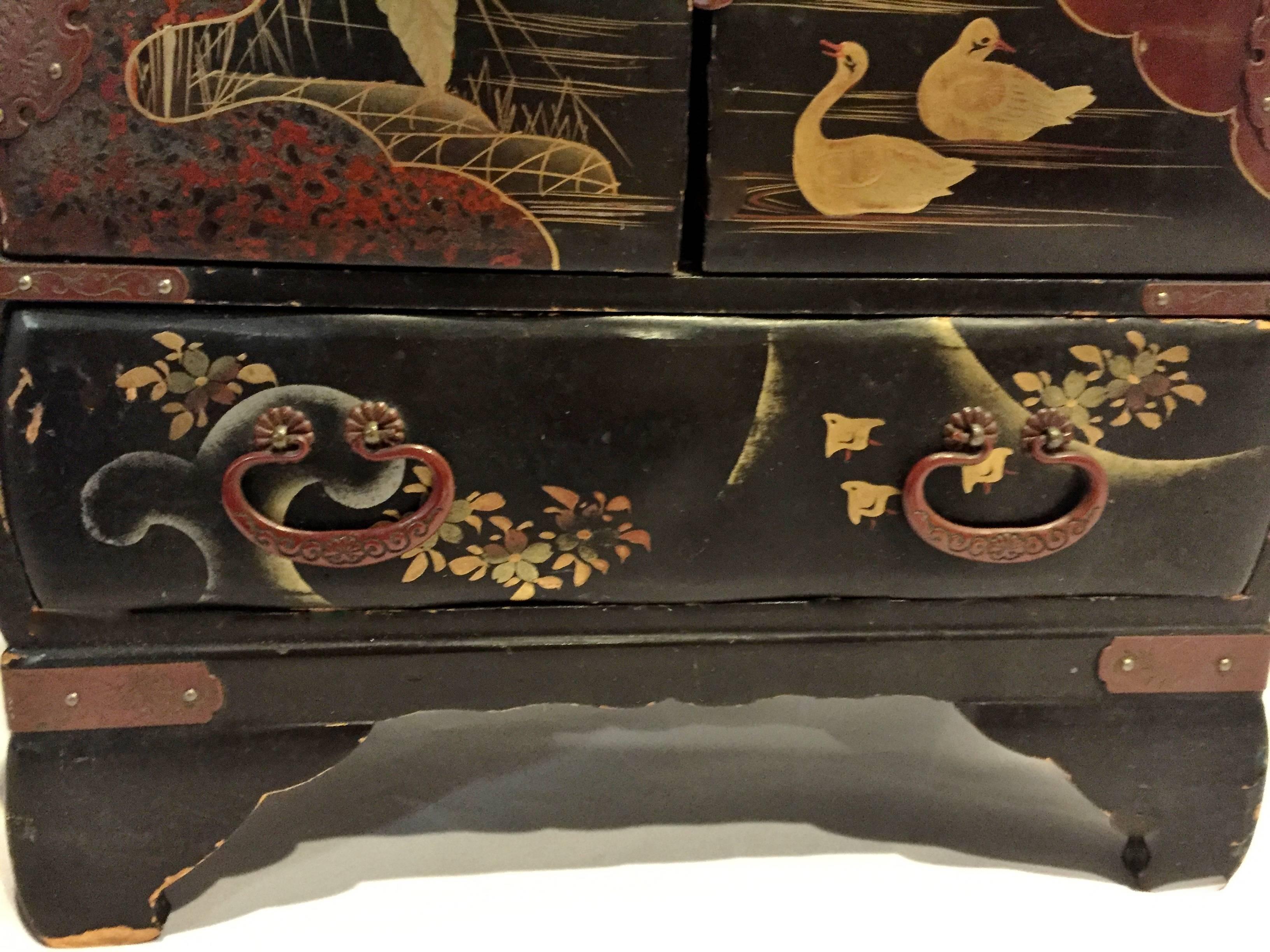 Wood Exquisite Japanese Lacquer Jewelry Box