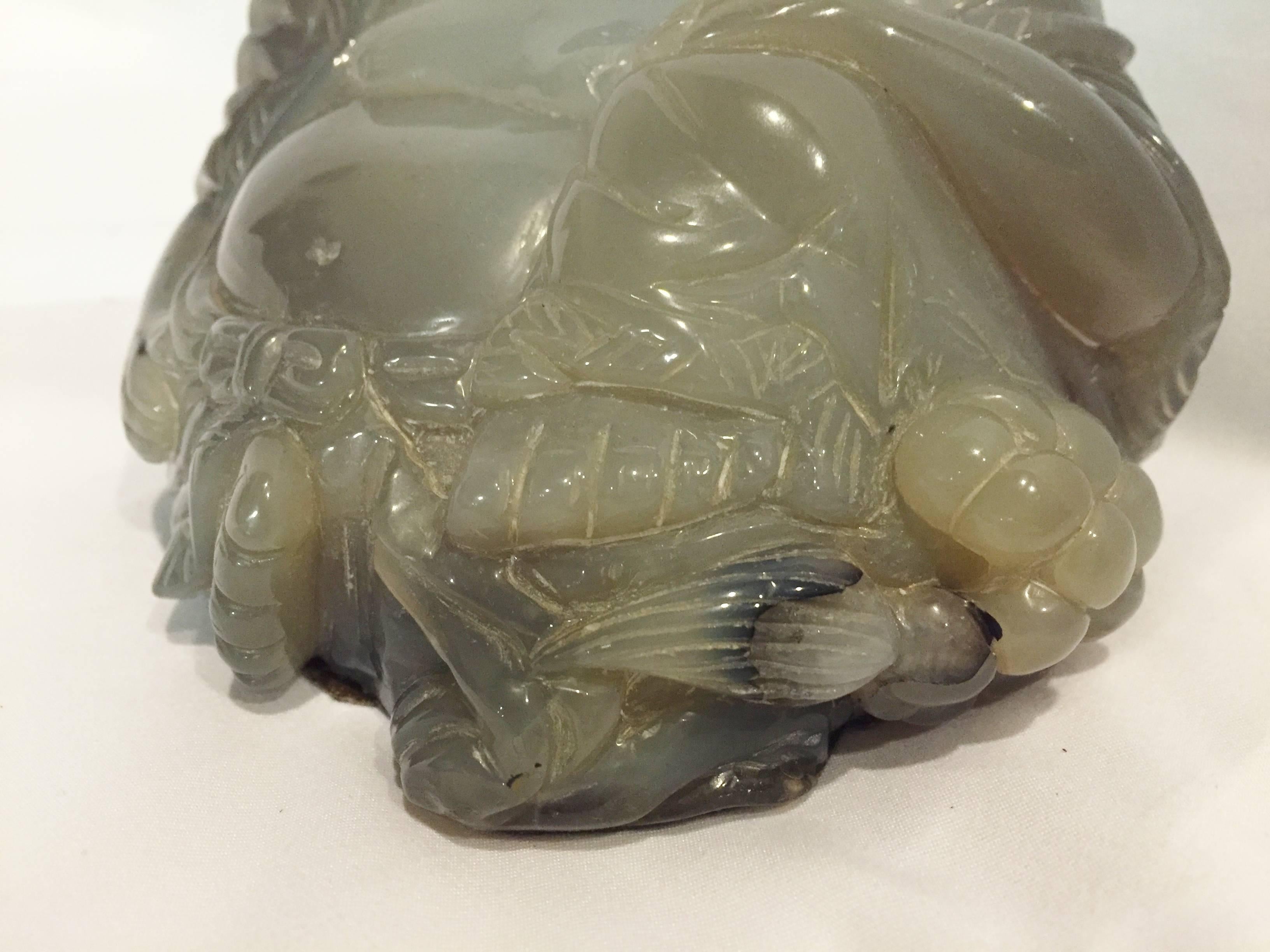 Large Agate Gem Stone Sculpture Happy Buddha  For Sale 2