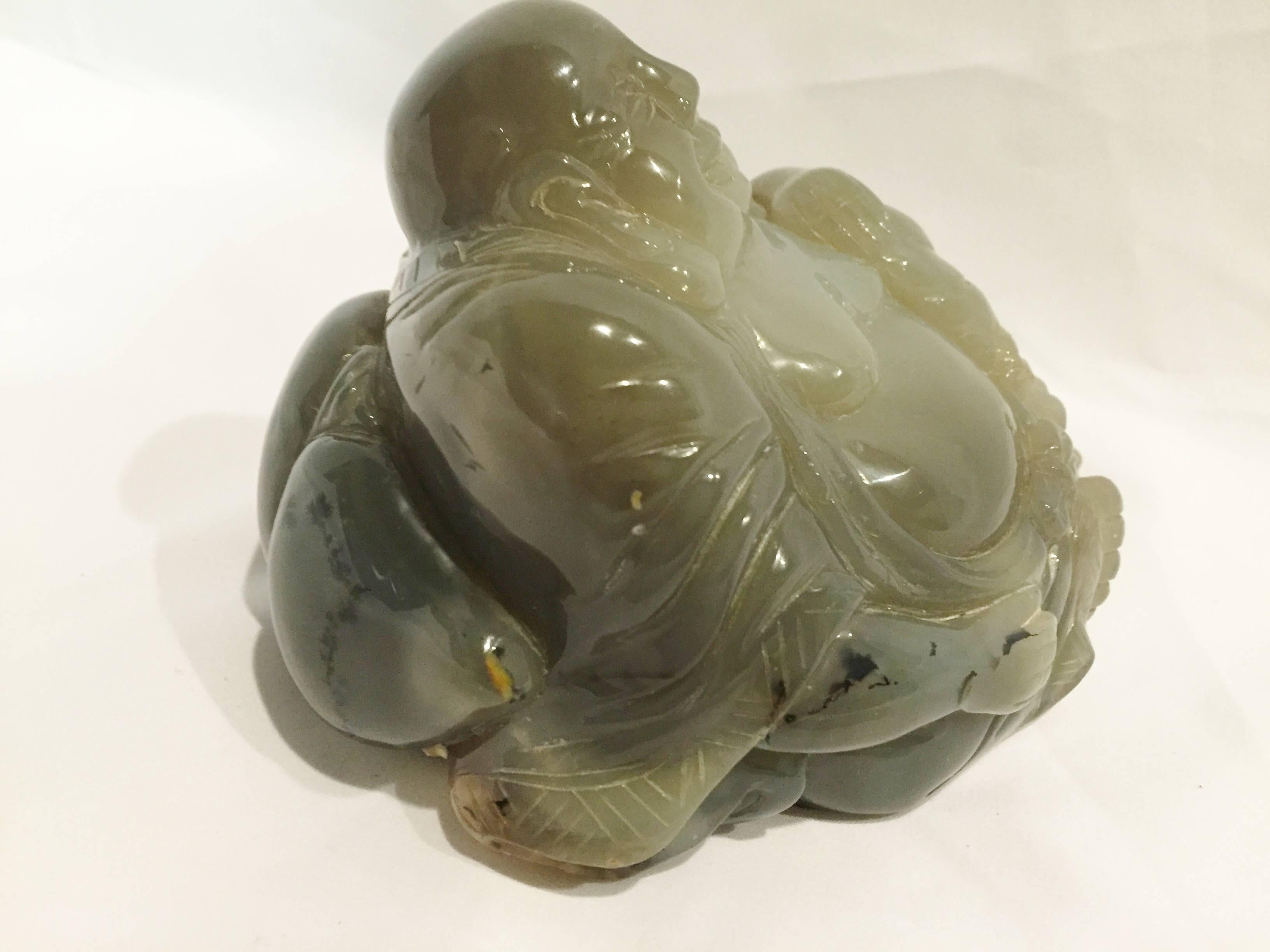 Large Agate Gem Stone Sculpture Happy Buddha  For Sale 3