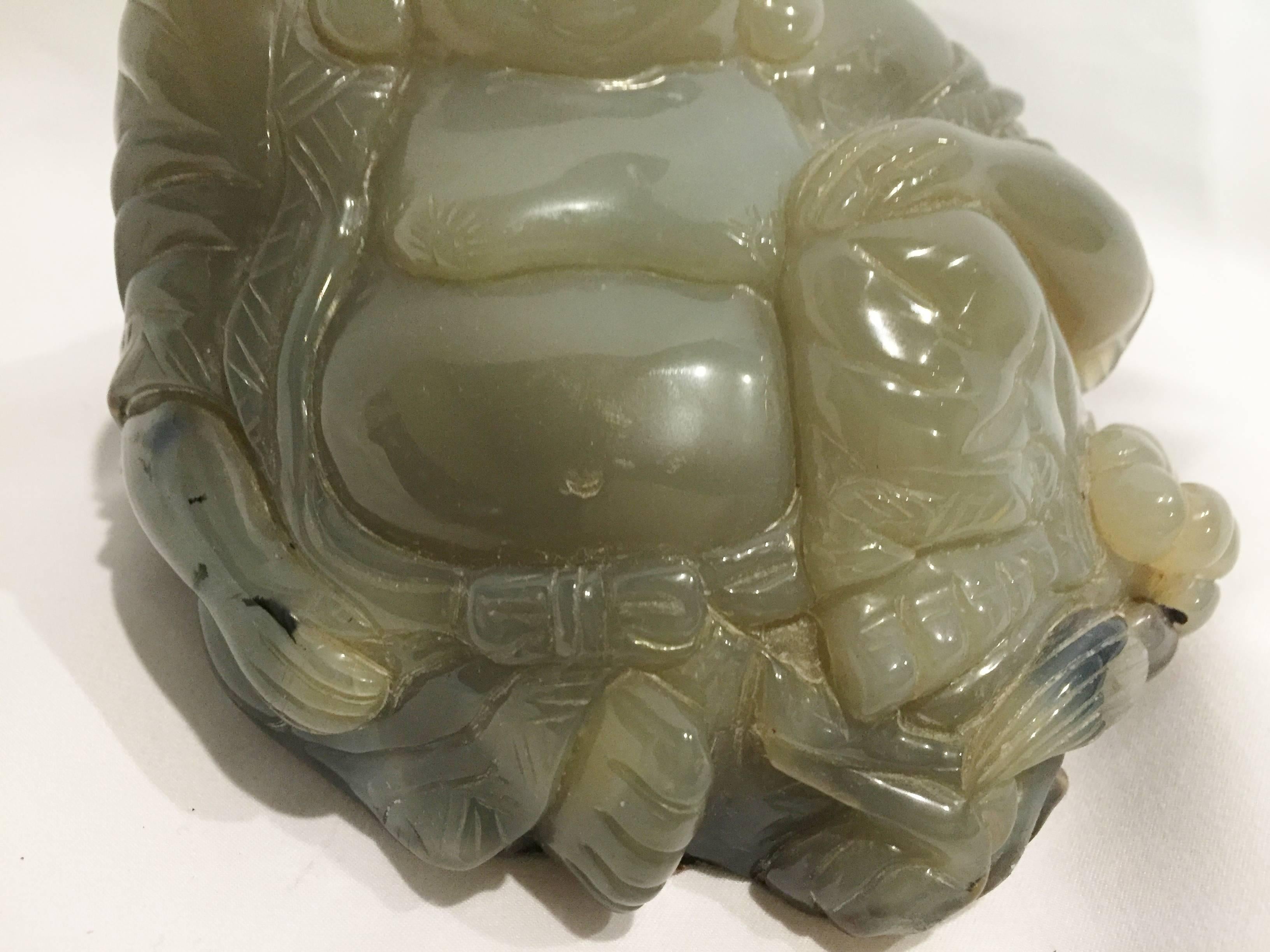 Large Agate Gem Stone Sculpture Happy Buddha  For Sale 4