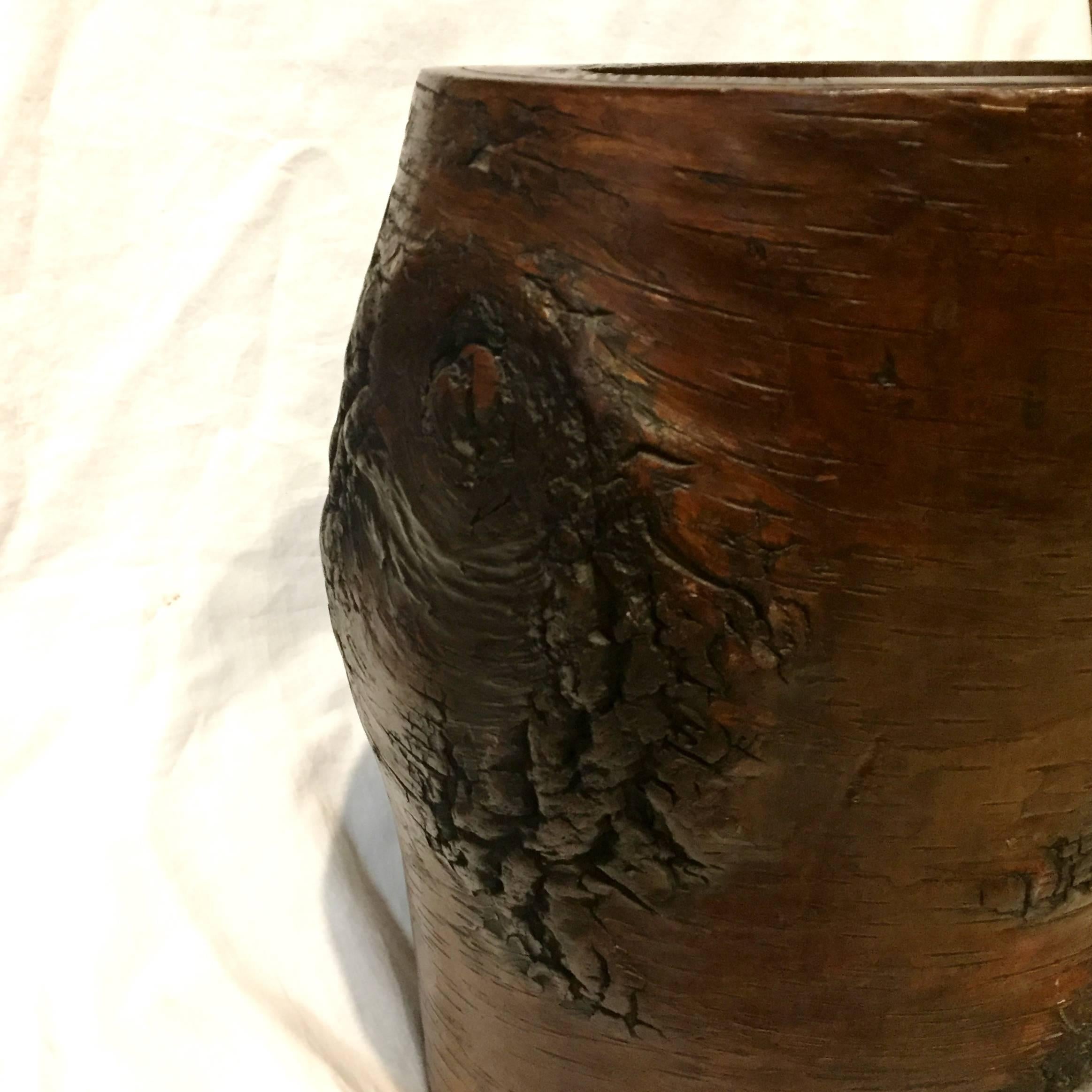 Tree Stump Brush Pot or Planter In Excellent Condition For Sale In SOMIS, CA