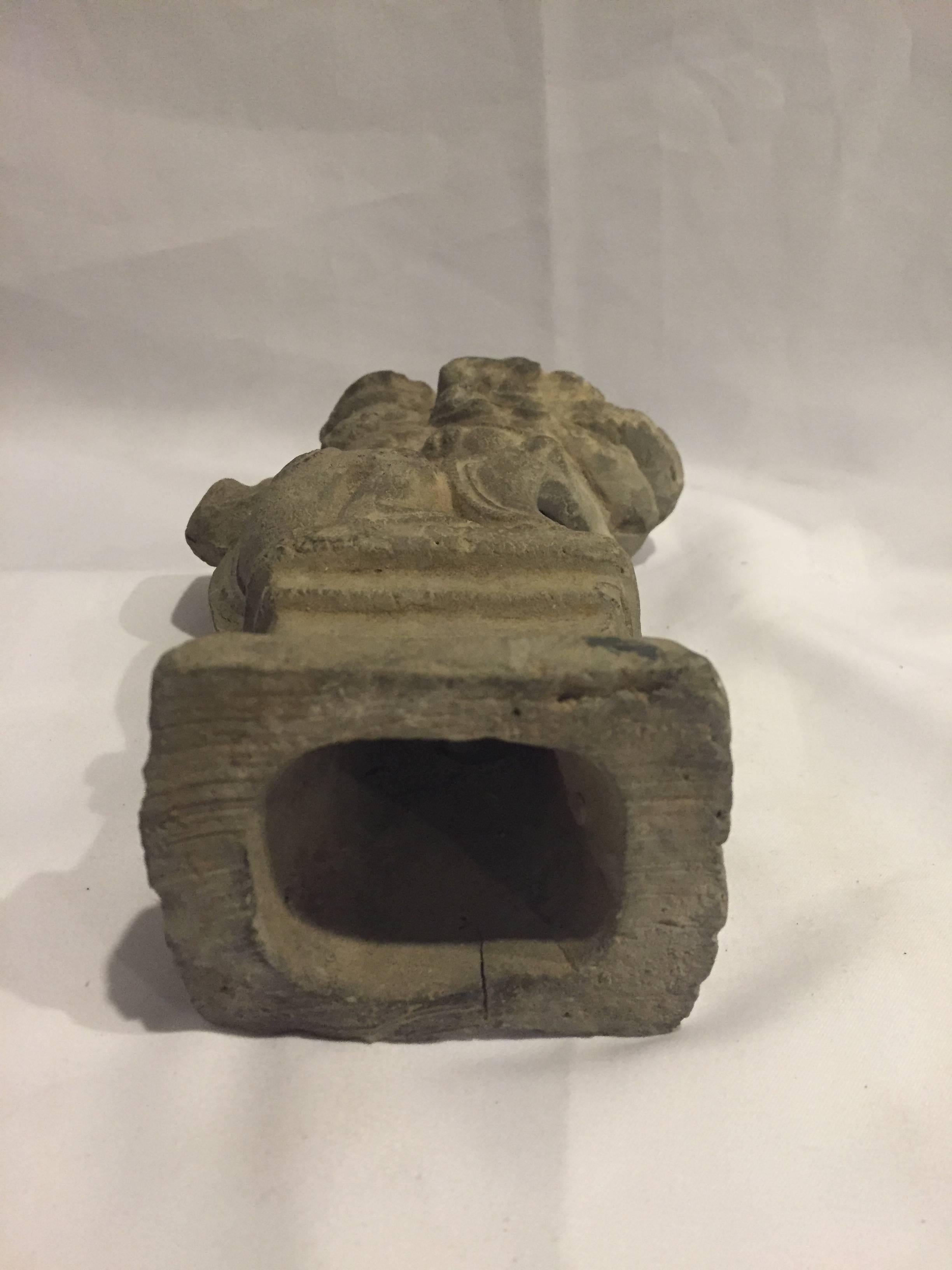 Brick Foo Dog Candleholder, 18th Century For Sale 1