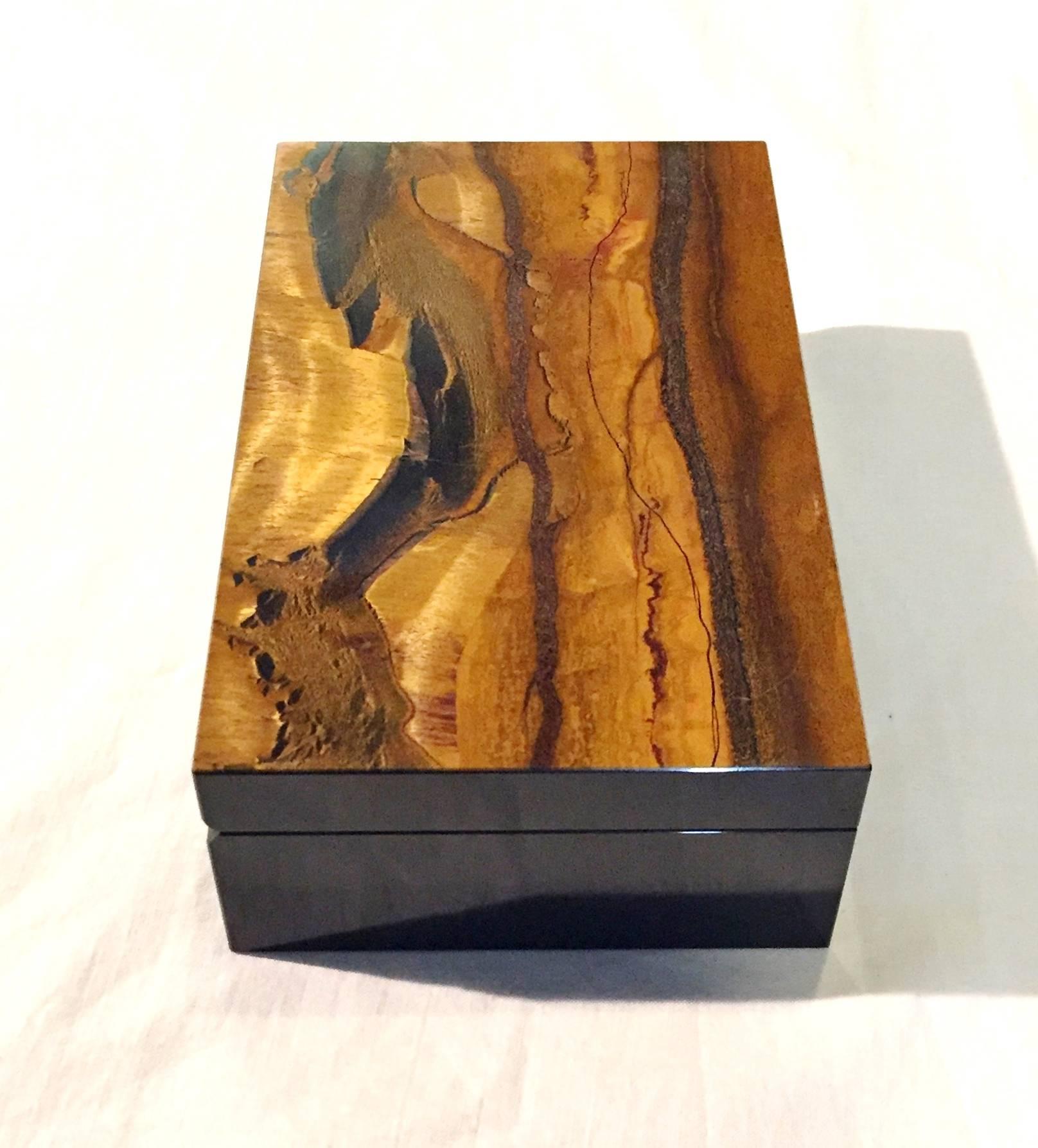 Russian Natural Tiger Eye Box with Dolberite and Cedar