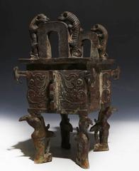 19th Century Chinese Bronze Ding Incense Burner