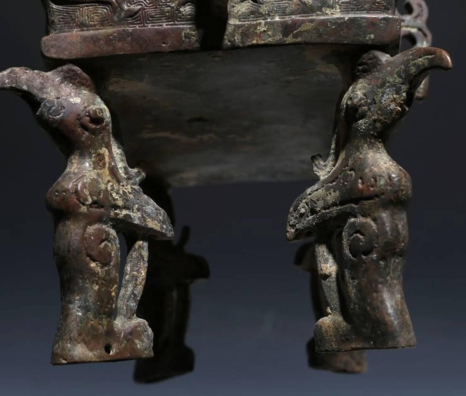 19th Century Chinese Bronze Ding Incense Burner For Sale 4
