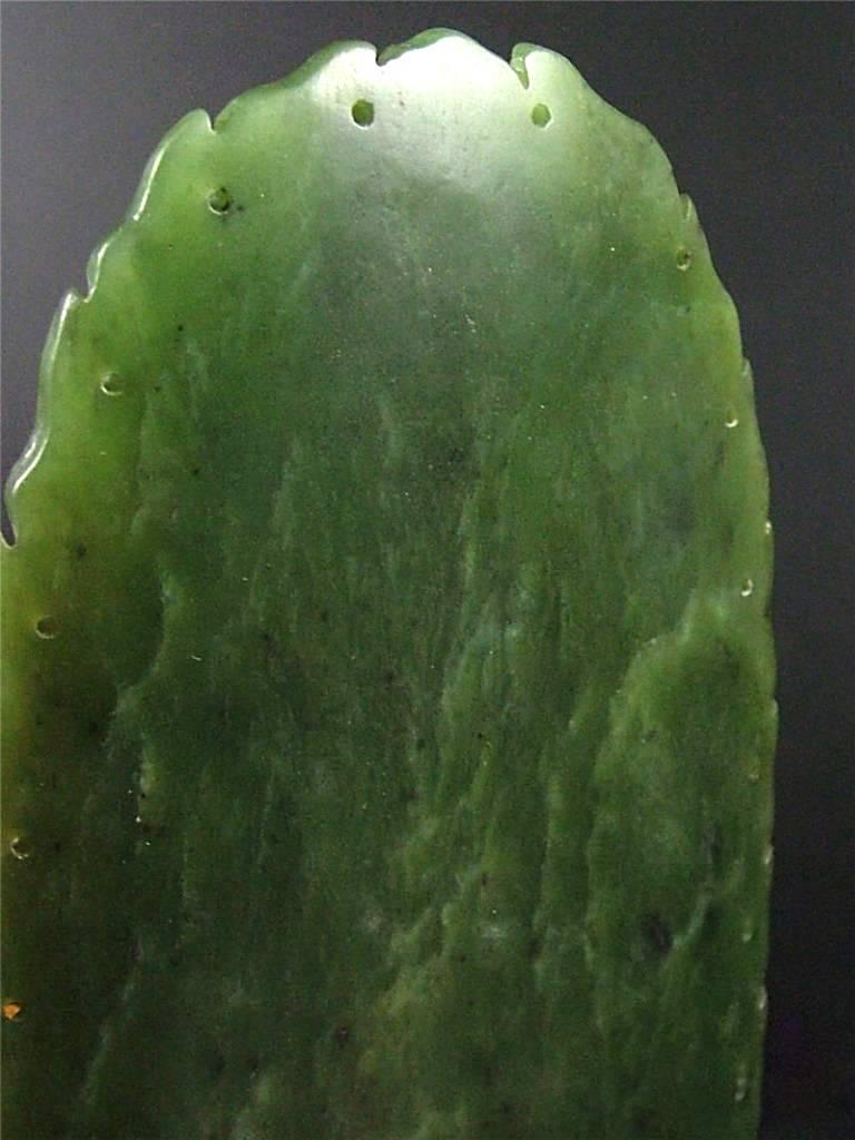 Antique Spinach Green Jade Kwan Yin on Carved Stand For Sale 2