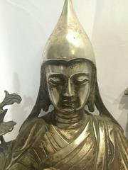 Silver Bronze Tibetan Teacher, God of Wisdom, Large