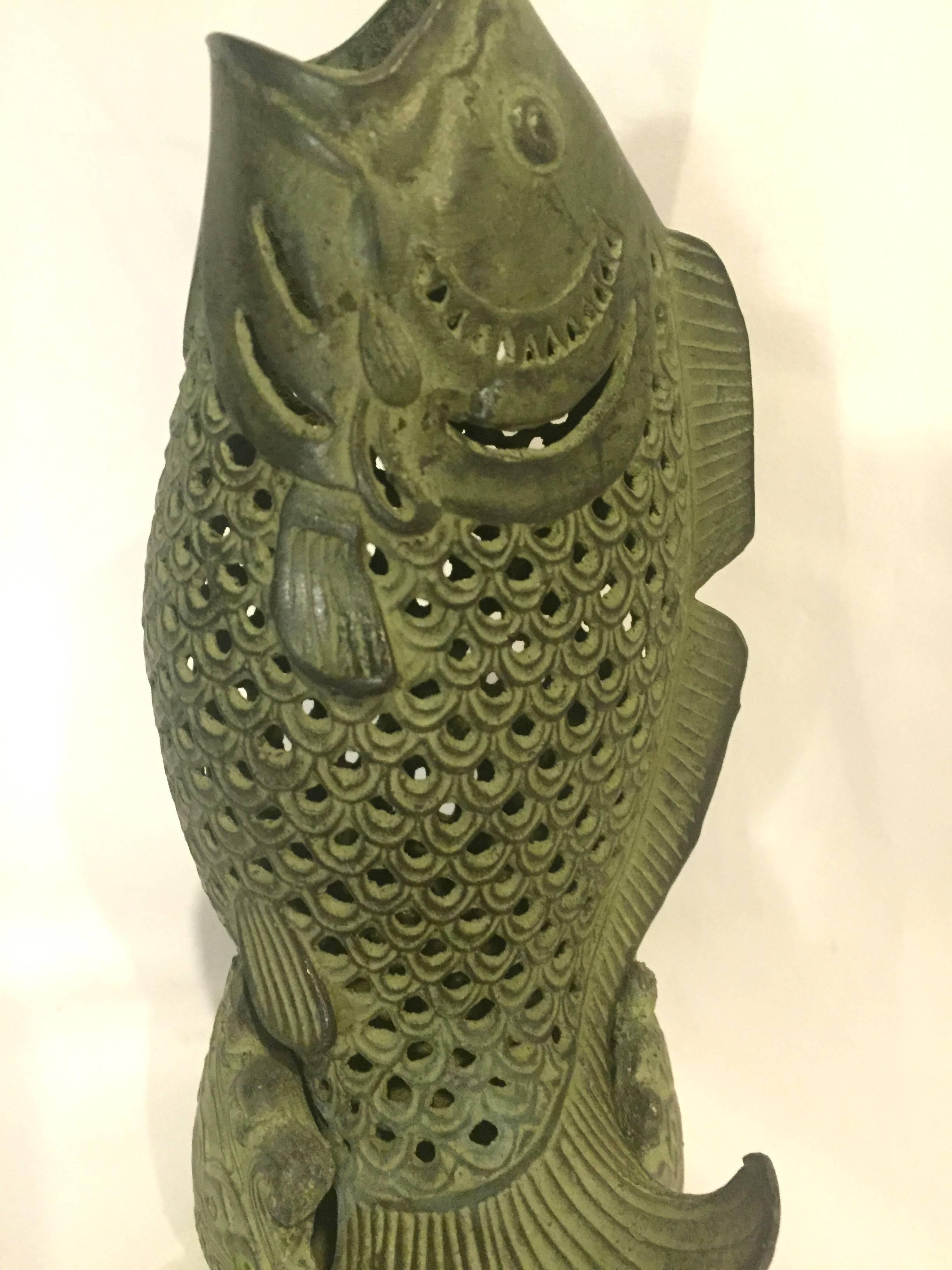 Chinese Bronze Fish Incense Burner For Sale