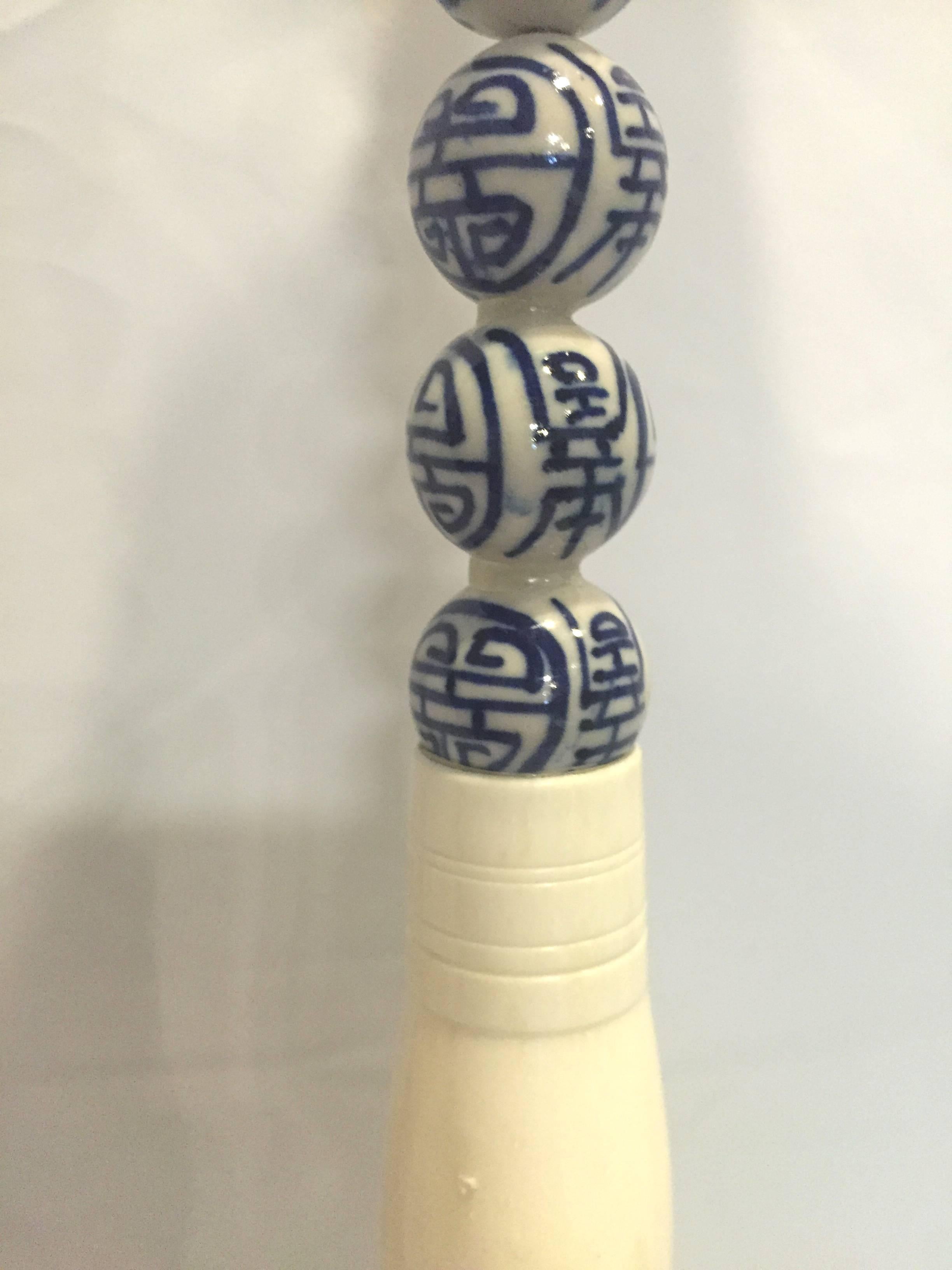 20th Century Set of Three Chinese Blue and White Porcelain Calligraphy Brushes