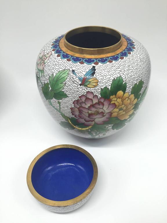 Pair of Large Cloisonné Ginger Jars For Sale at 1stDibs