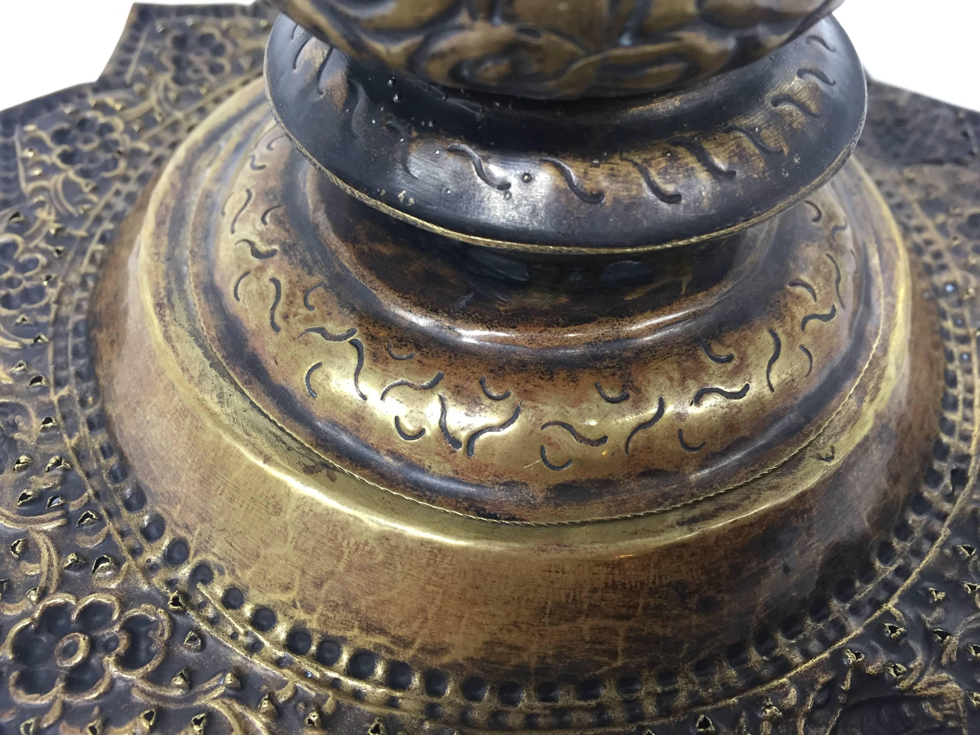 Antique Handmade Tibetan Brass Candy Dish 2