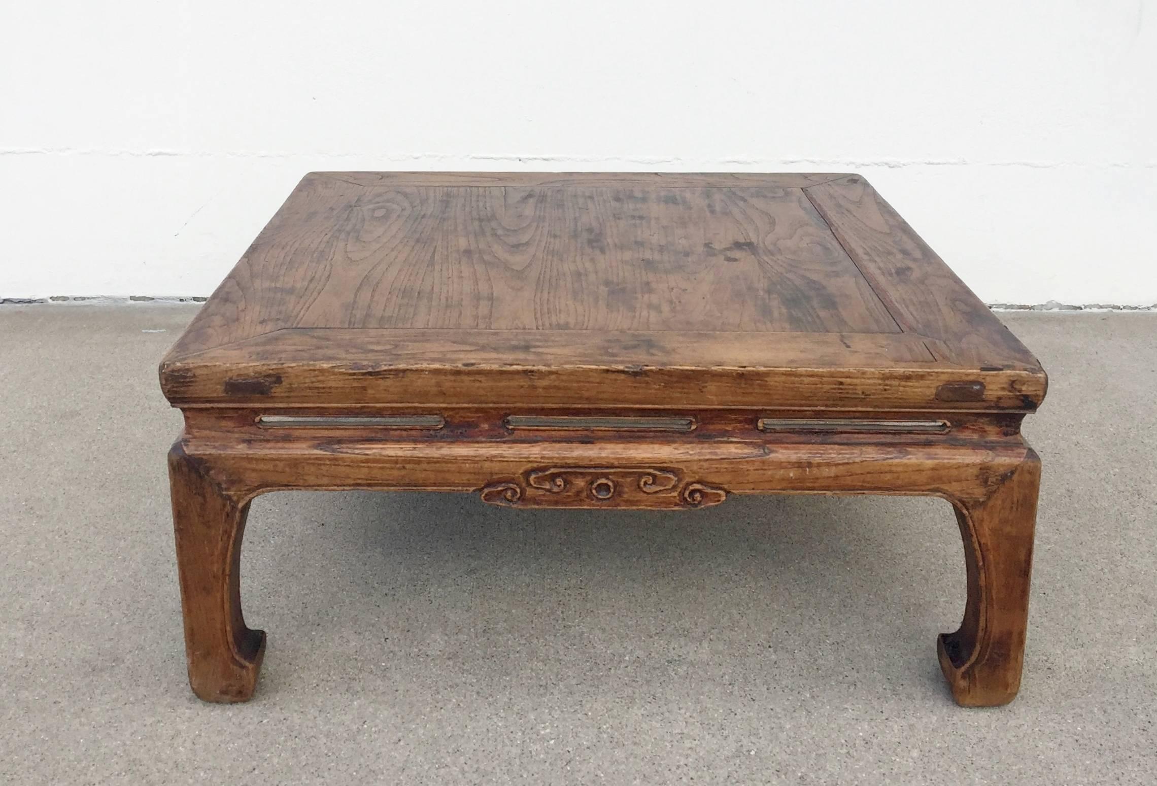 Joinery Antique Chinese Square Kang Table, Low Table For Sale
