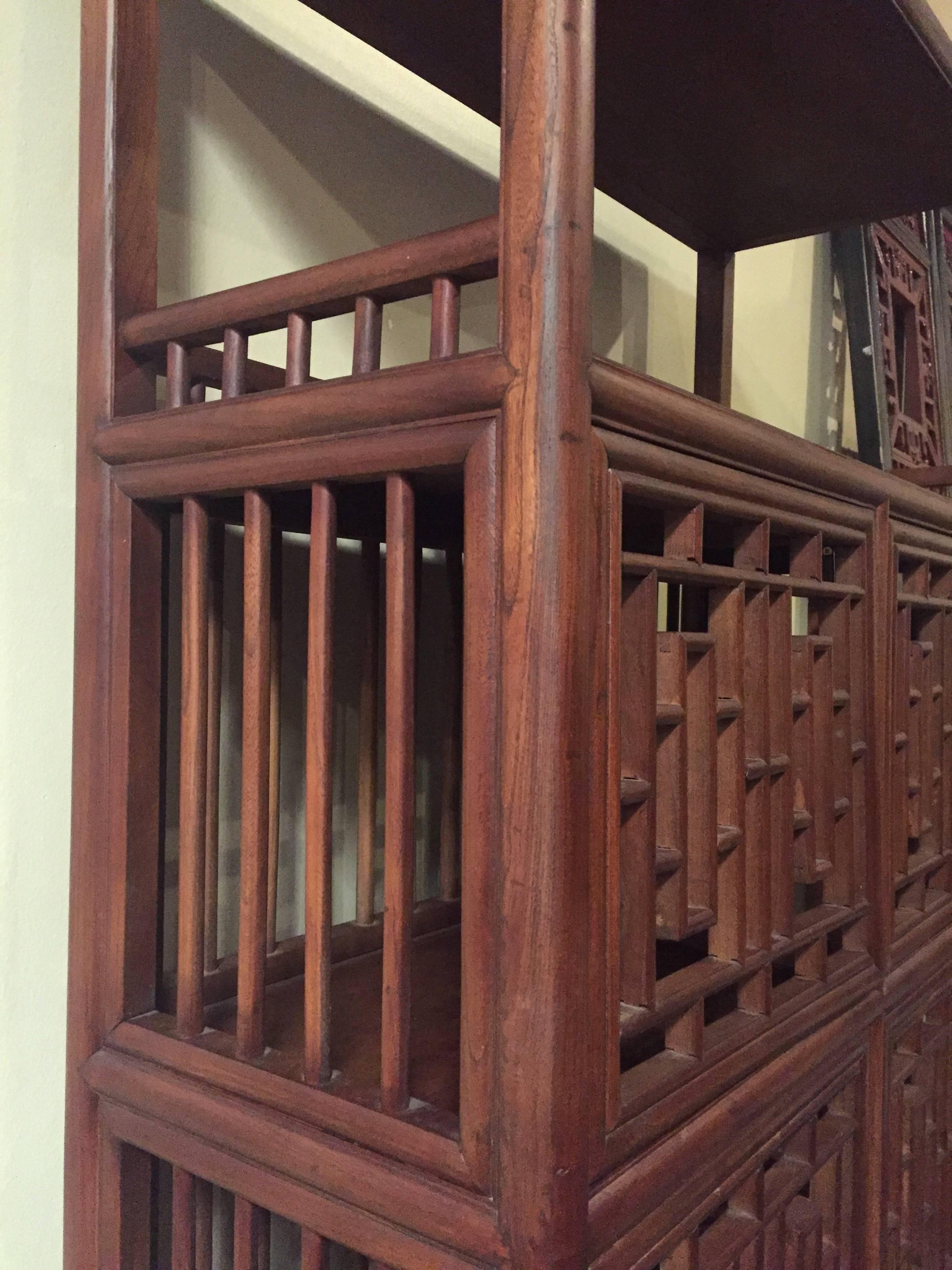 Asian Ming Style Bookcase with Lattice Doors In Excellent Condition For Sale In SOMIS, CA