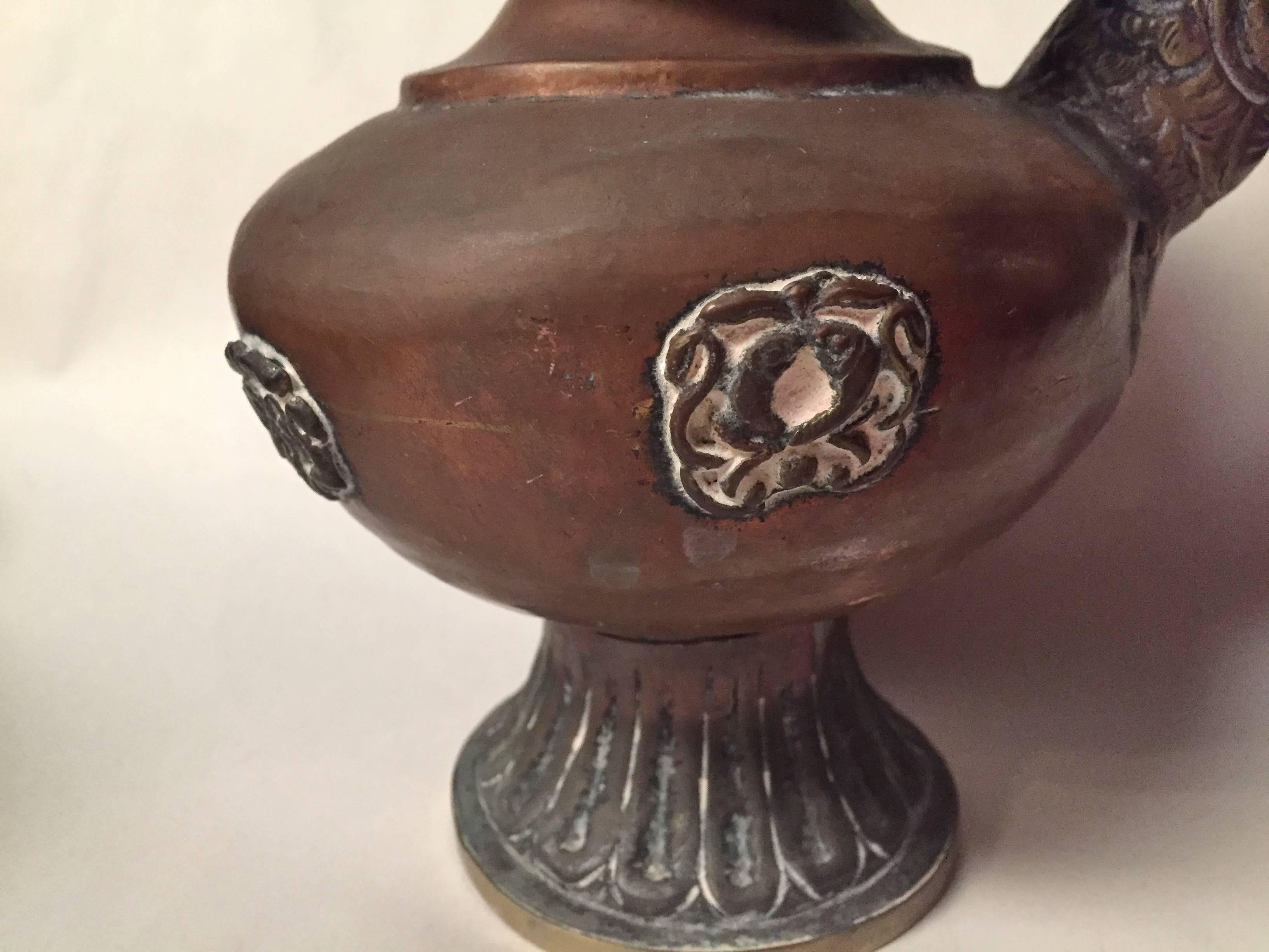 Antique Tibetan Copper Milk Tea Pot In Excellent Condition For Sale In SOMIS, CA