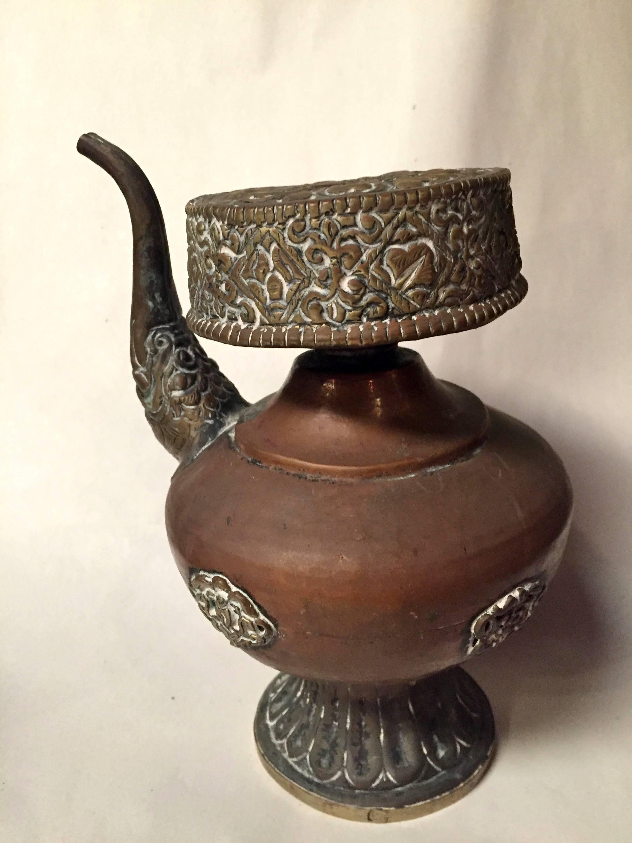 Antique Tibetan Copper Milk Tea Pot For Sale 1