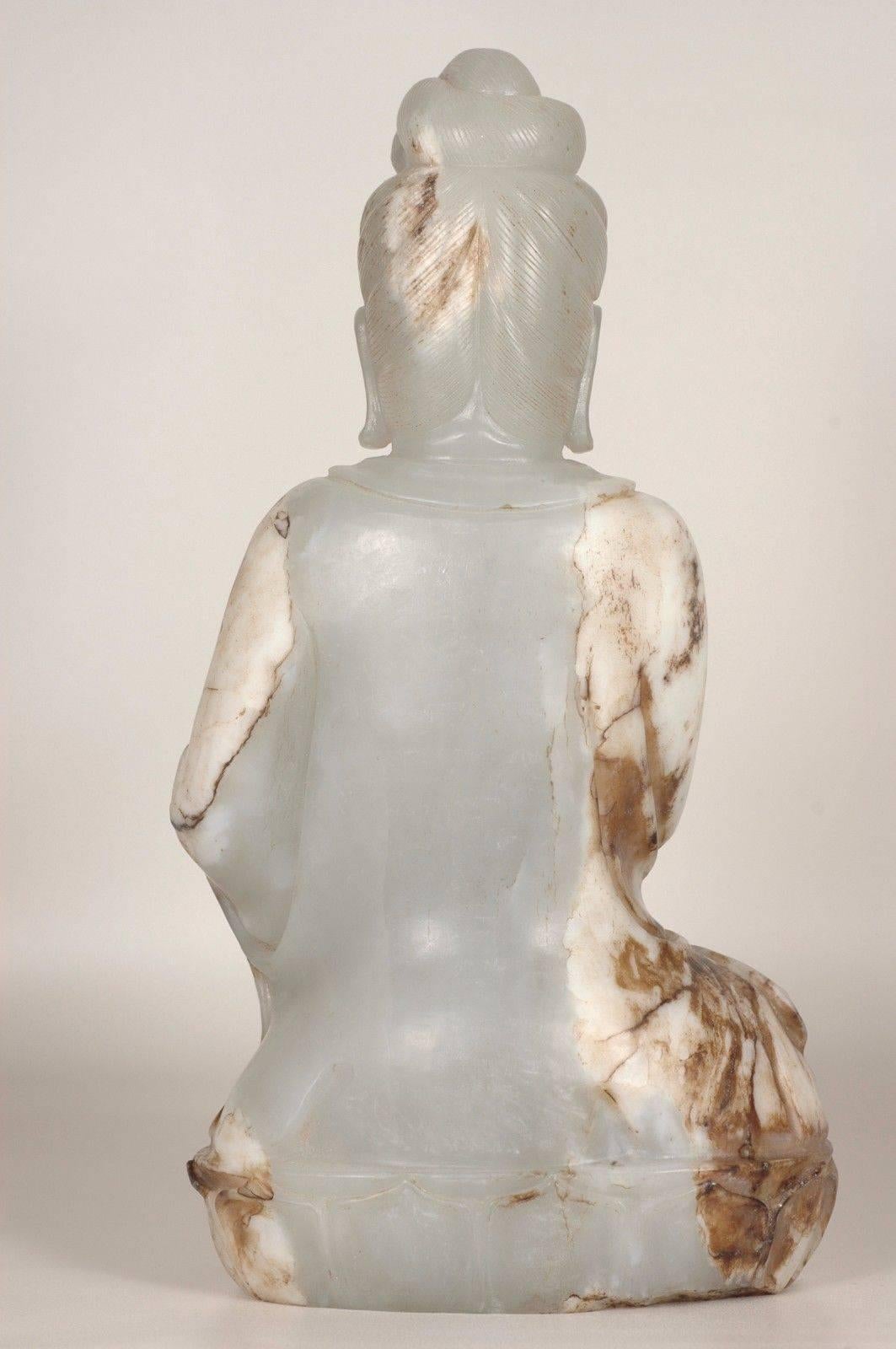 Large Jade Statue of Kwan Yin, He Tian Region In Excellent Condition In SOMIS, CA
