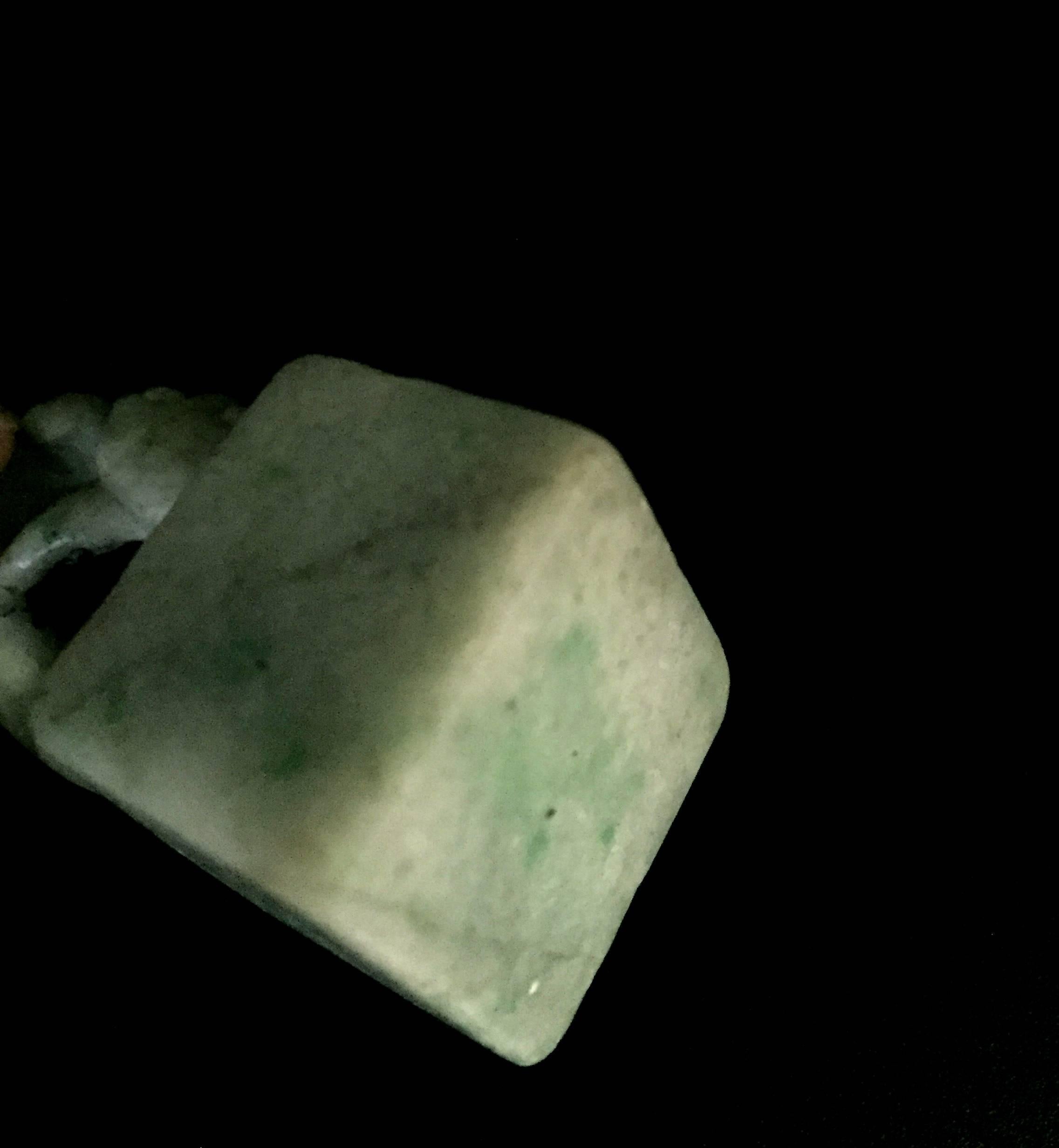 Rare Antique Jade Chop with Dragon For Sale 2
