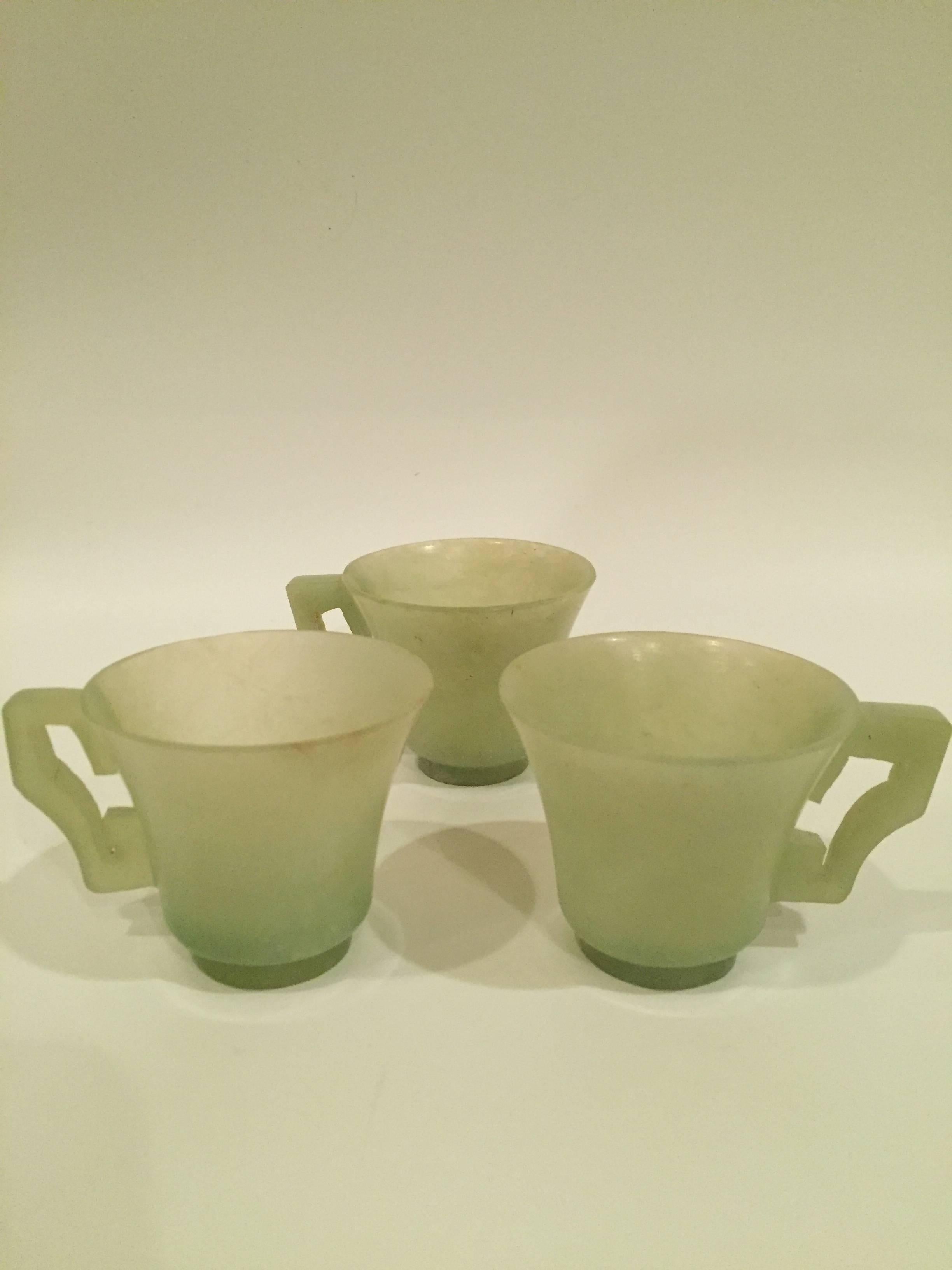 Set of 12-Piece Antique Jade Cups and Saucers For Sale 4