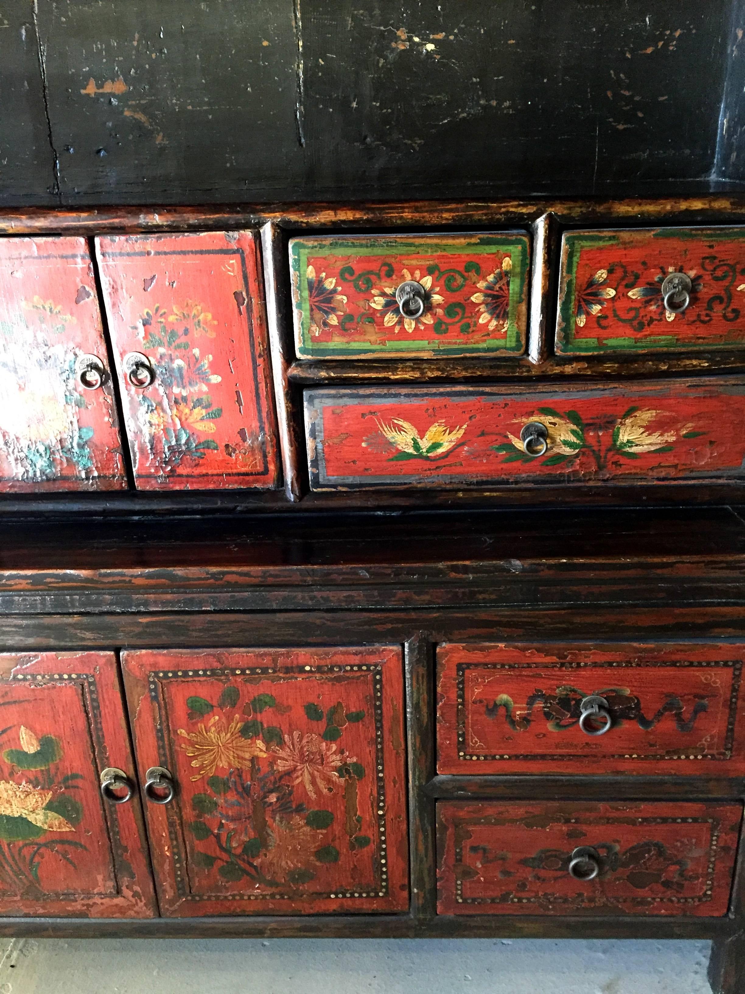Antique Tibetan Cupboard, Hand-Painted For Sale 2