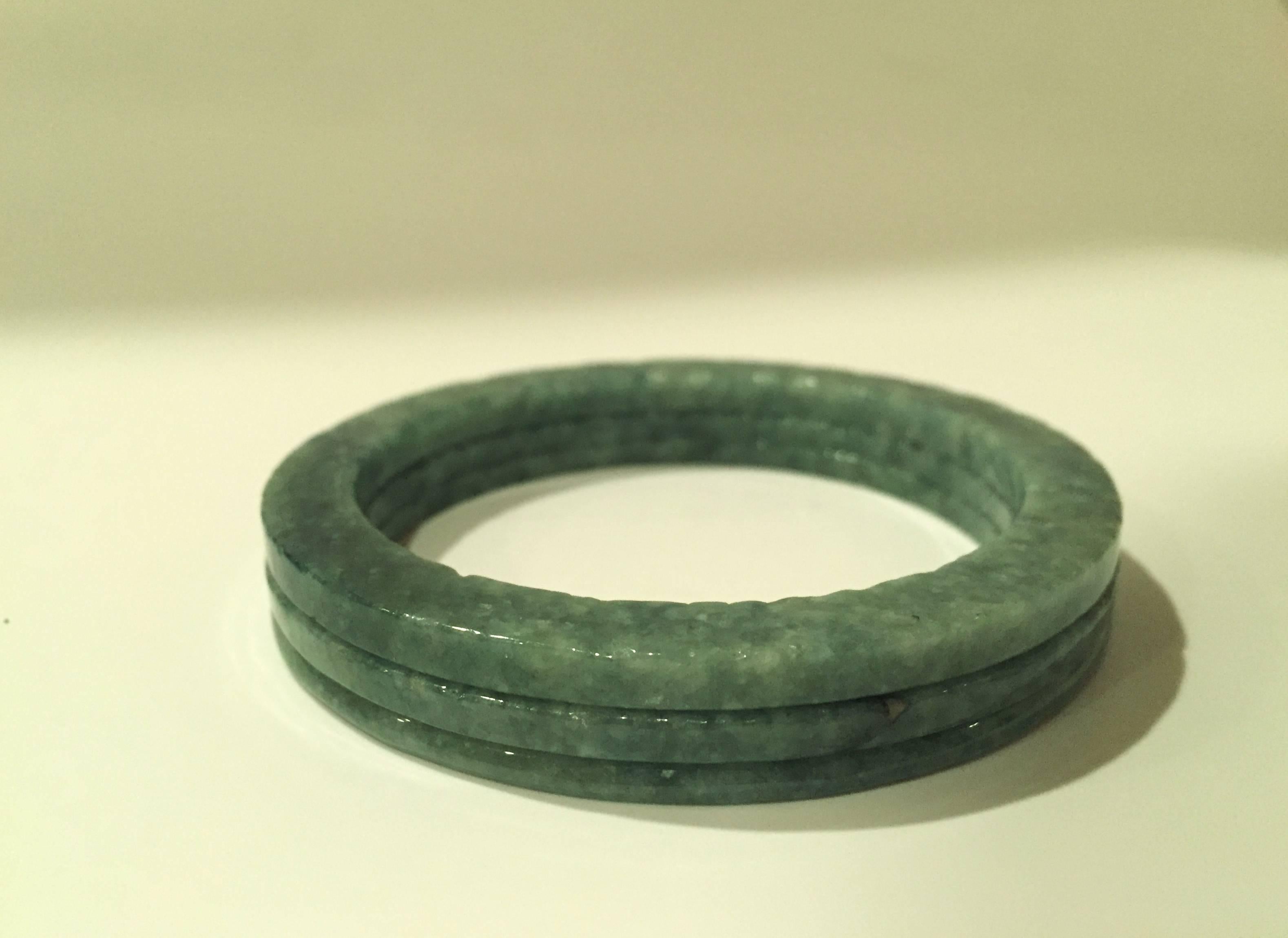 Set of Six Jade Napkin Rings or Bangles In Excellent Condition For Sale In SOMIS, CA