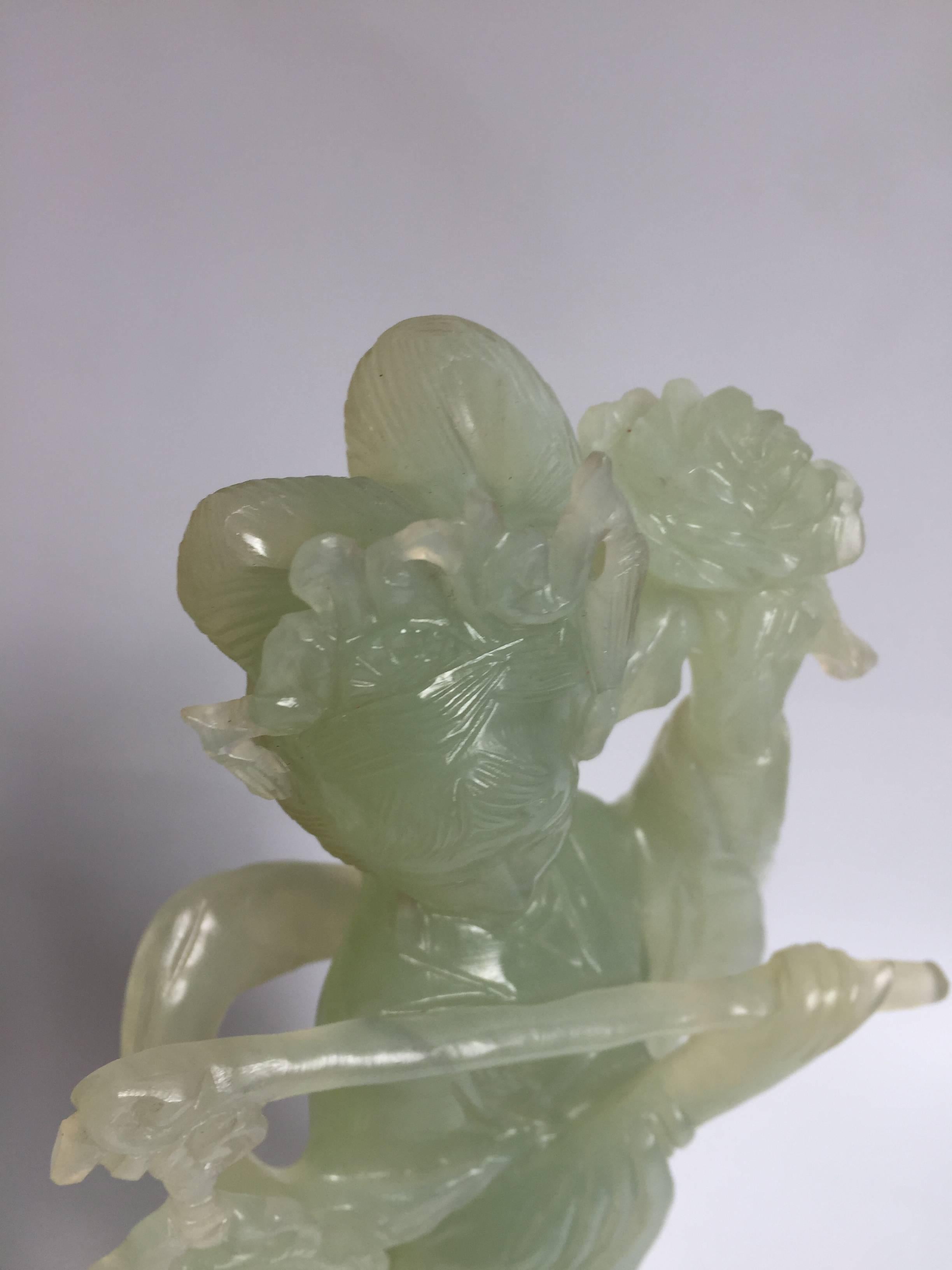 Natural Green Stone Statue of Moon Fairy For Sale 3