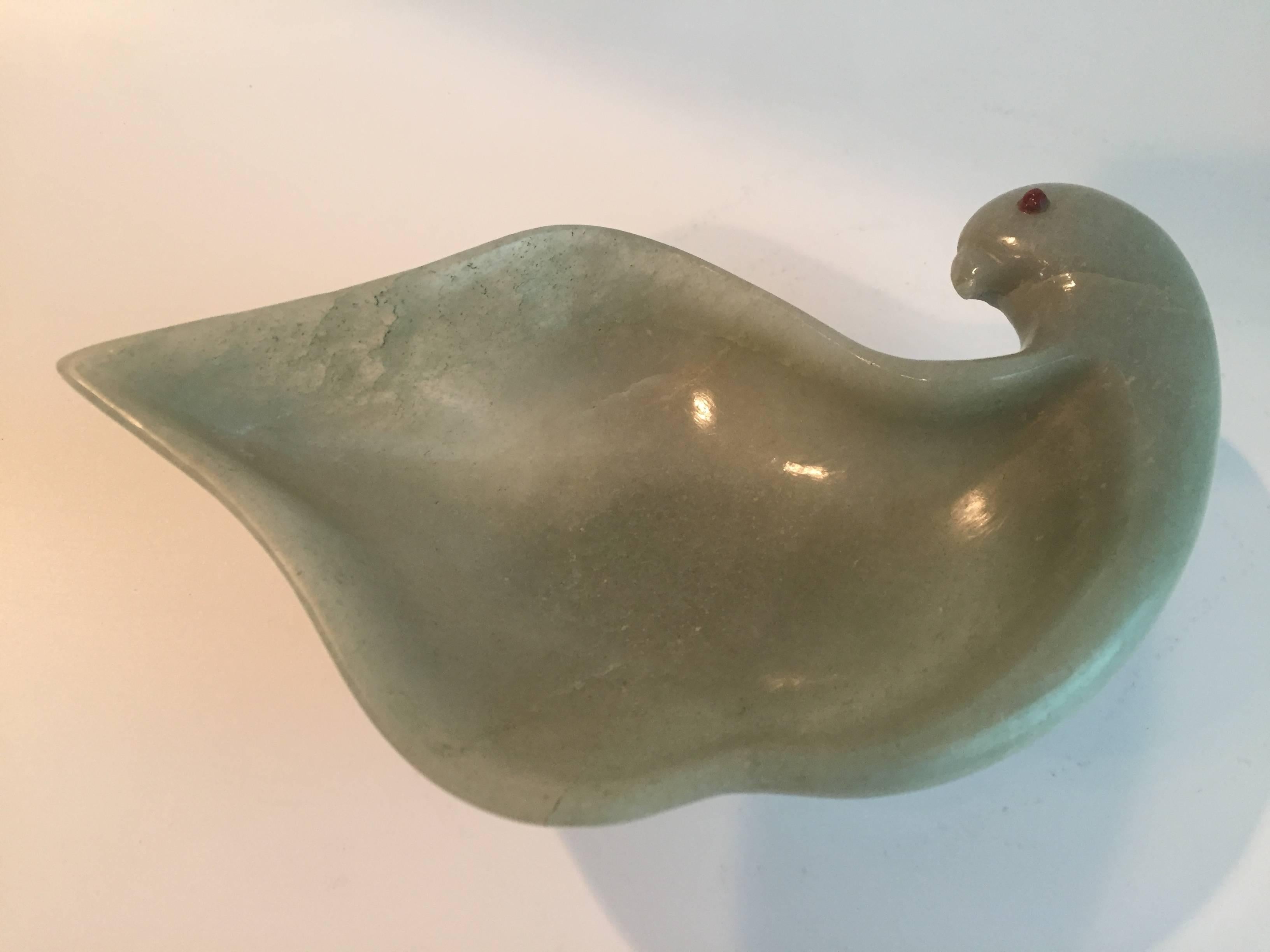 Jade Quality Aventurine Dove Dish In Excellent Condition For Sale In SOMIS, CA