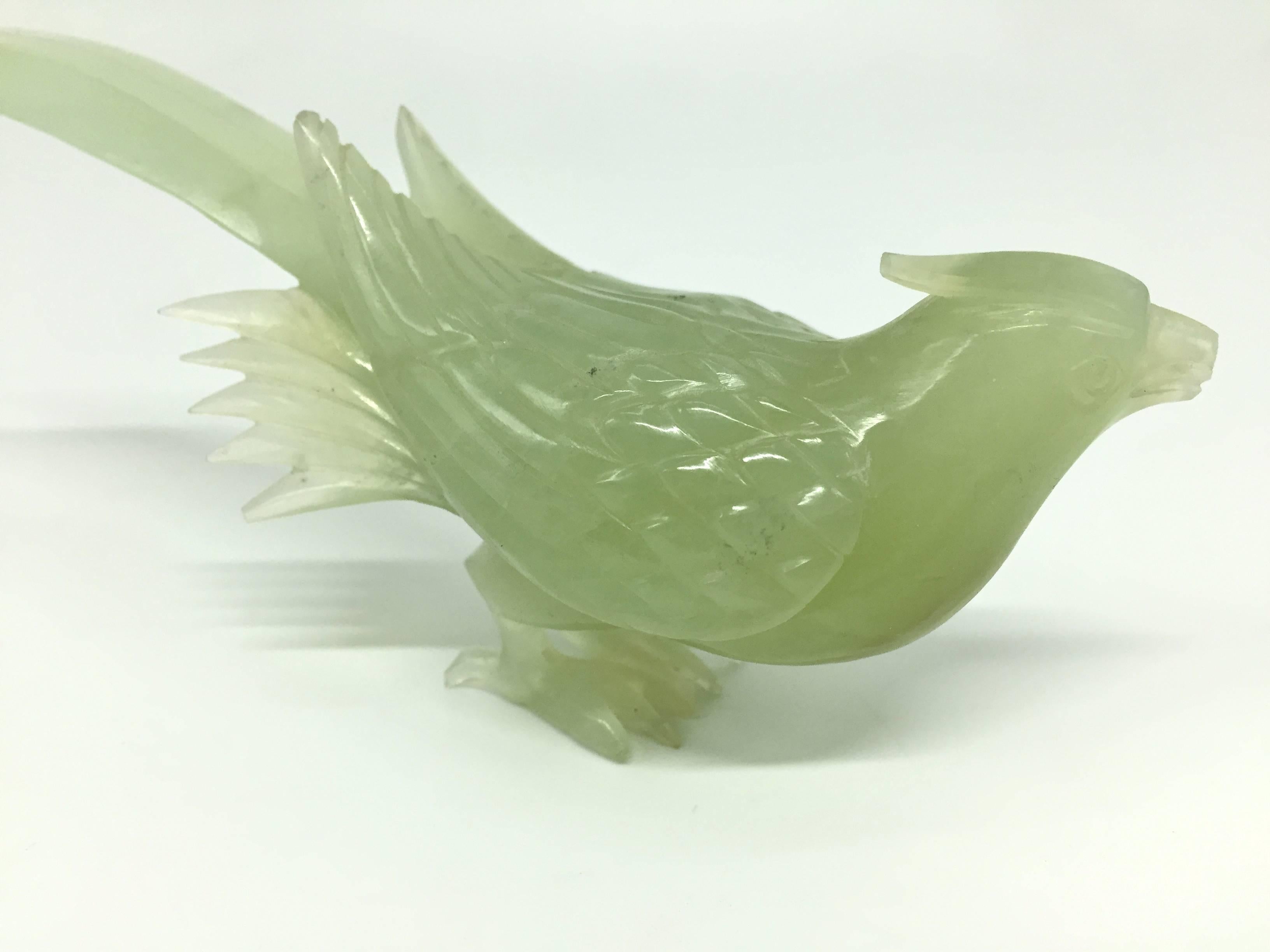 Hand-Carved Green Stone Peasant Bird For Sale