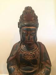 Huge 40" Tall Solid Wood Buddha Statue