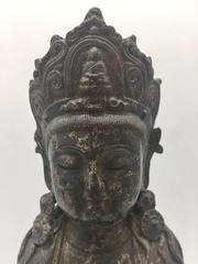 Antique Bronze Buddha Statue on Lotus Seat