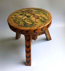 Two Tibetan Stools, Hand-Painted