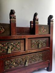 Antique Chinese Altar with Foo Dog Posts