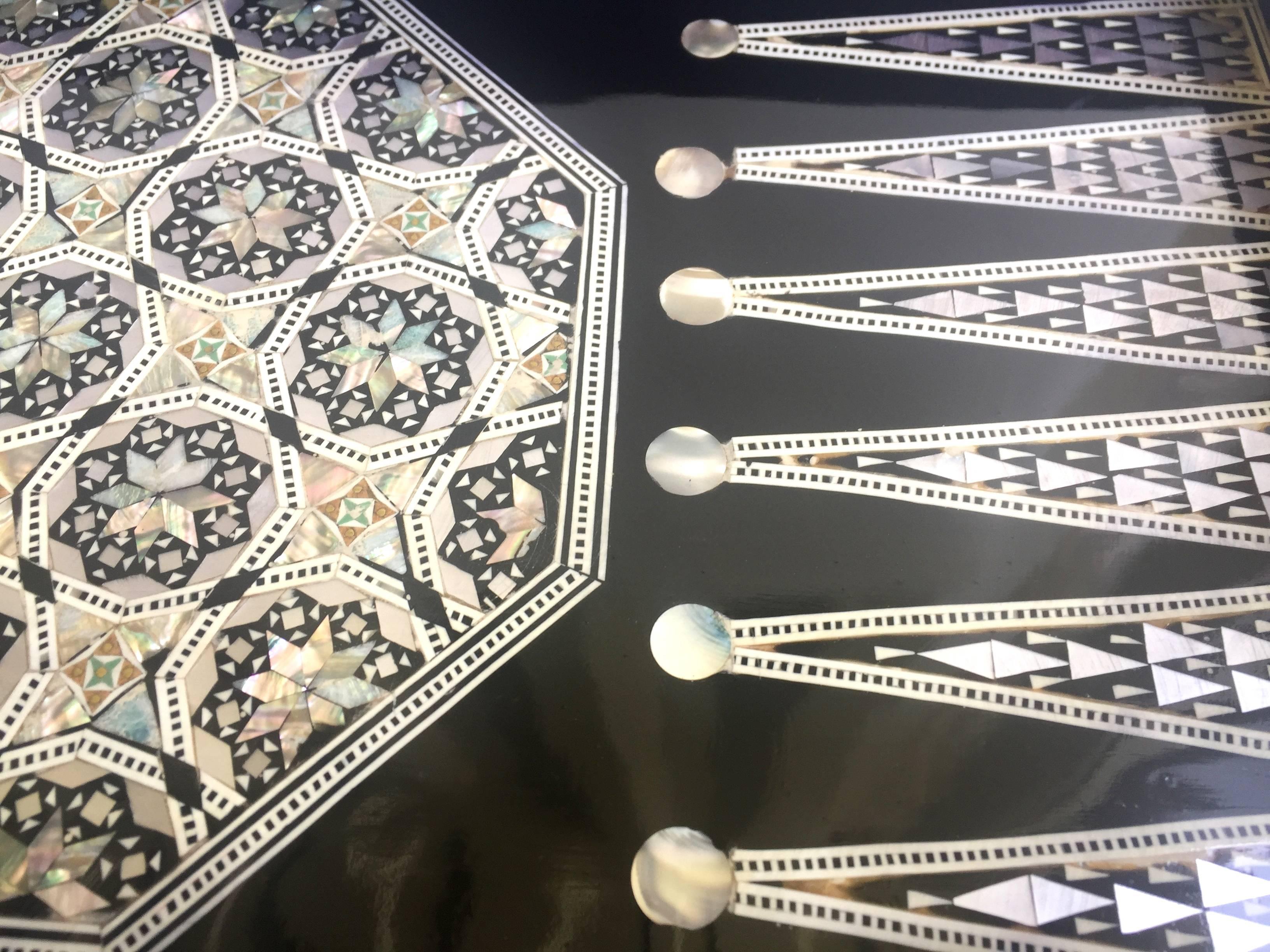Mother-of-Pearl Backgammon and Chess Set In Excellent Condition For Sale In SOMIS, CA