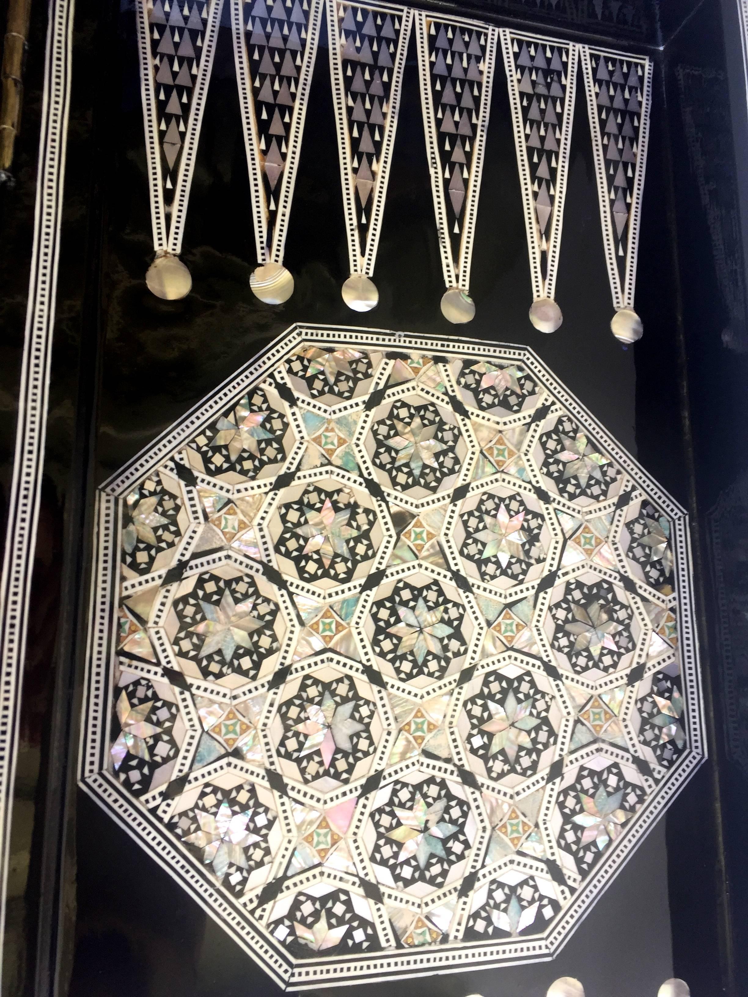 Contemporary Mother-of-Pearl Backgammon and Chess Set For Sale