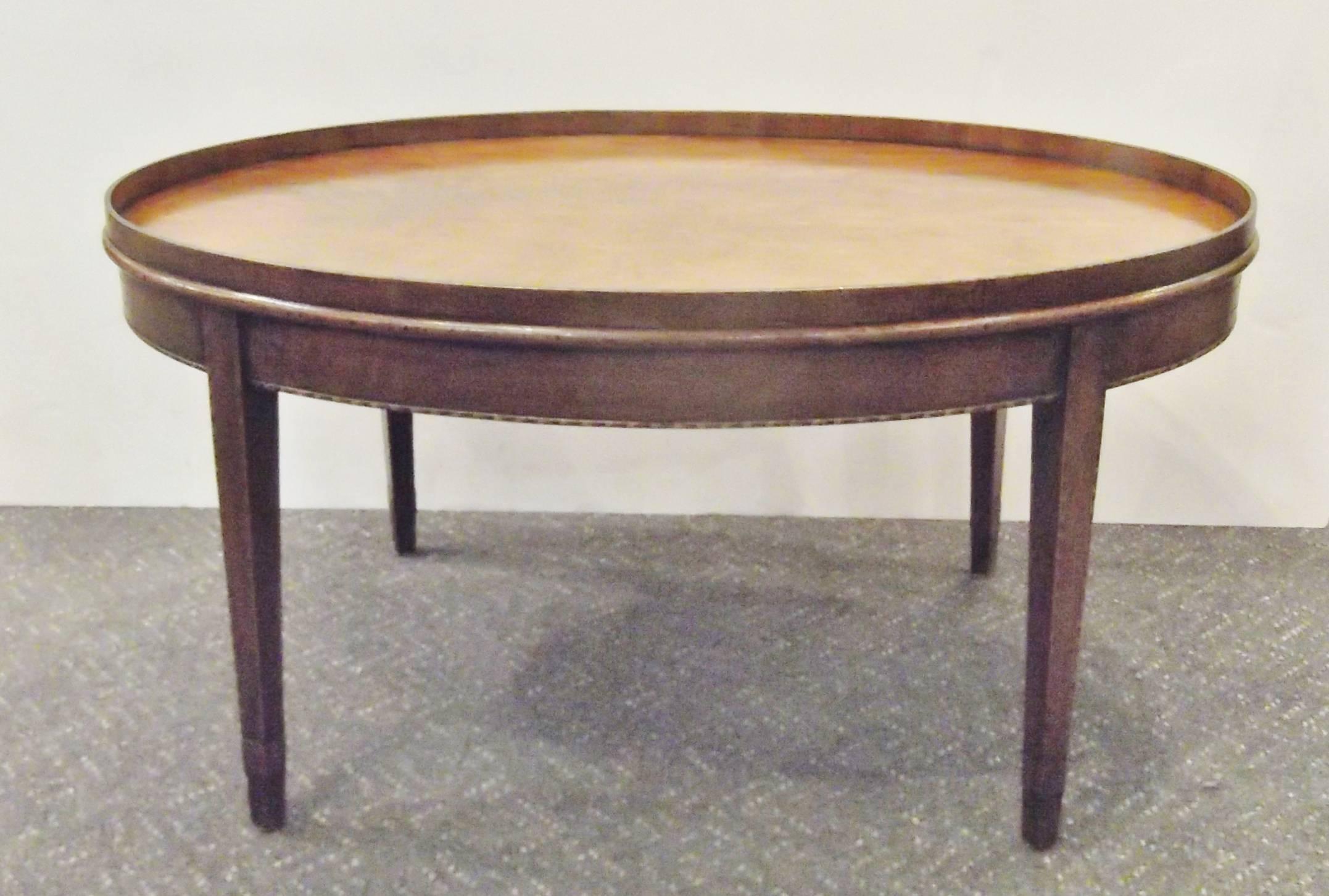 American Oval Gallery Edge Cocktail Table, Early 20th Century