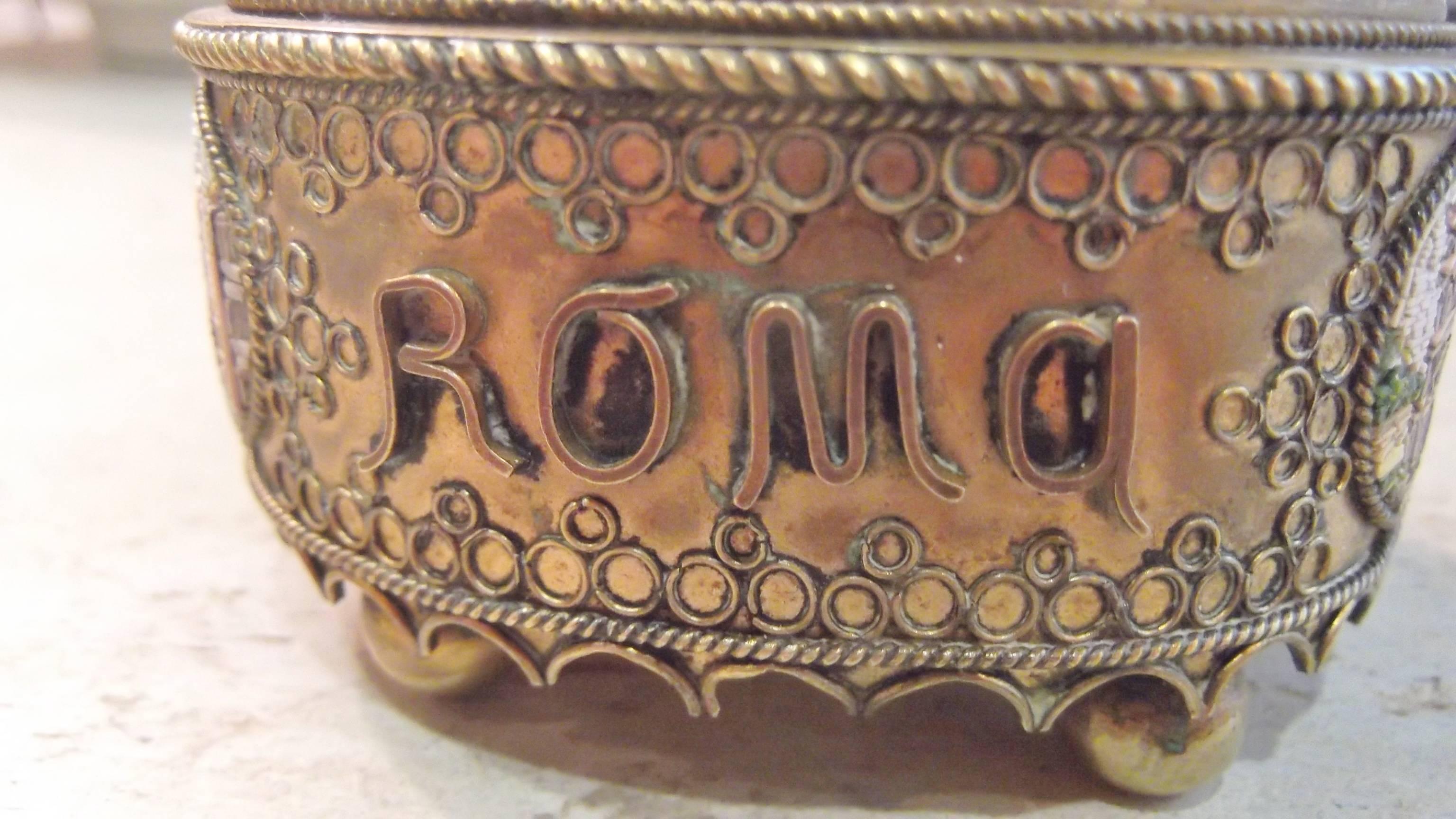 Stone 19th Century Grand Tour Micro Mosaic Oval Box