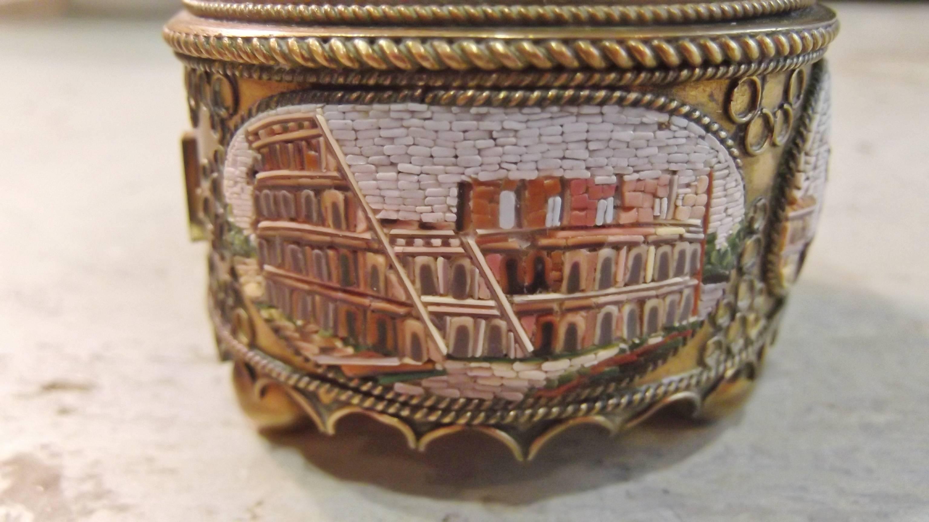 19th Century Grand Tour Micro Mosaic Oval Box 1