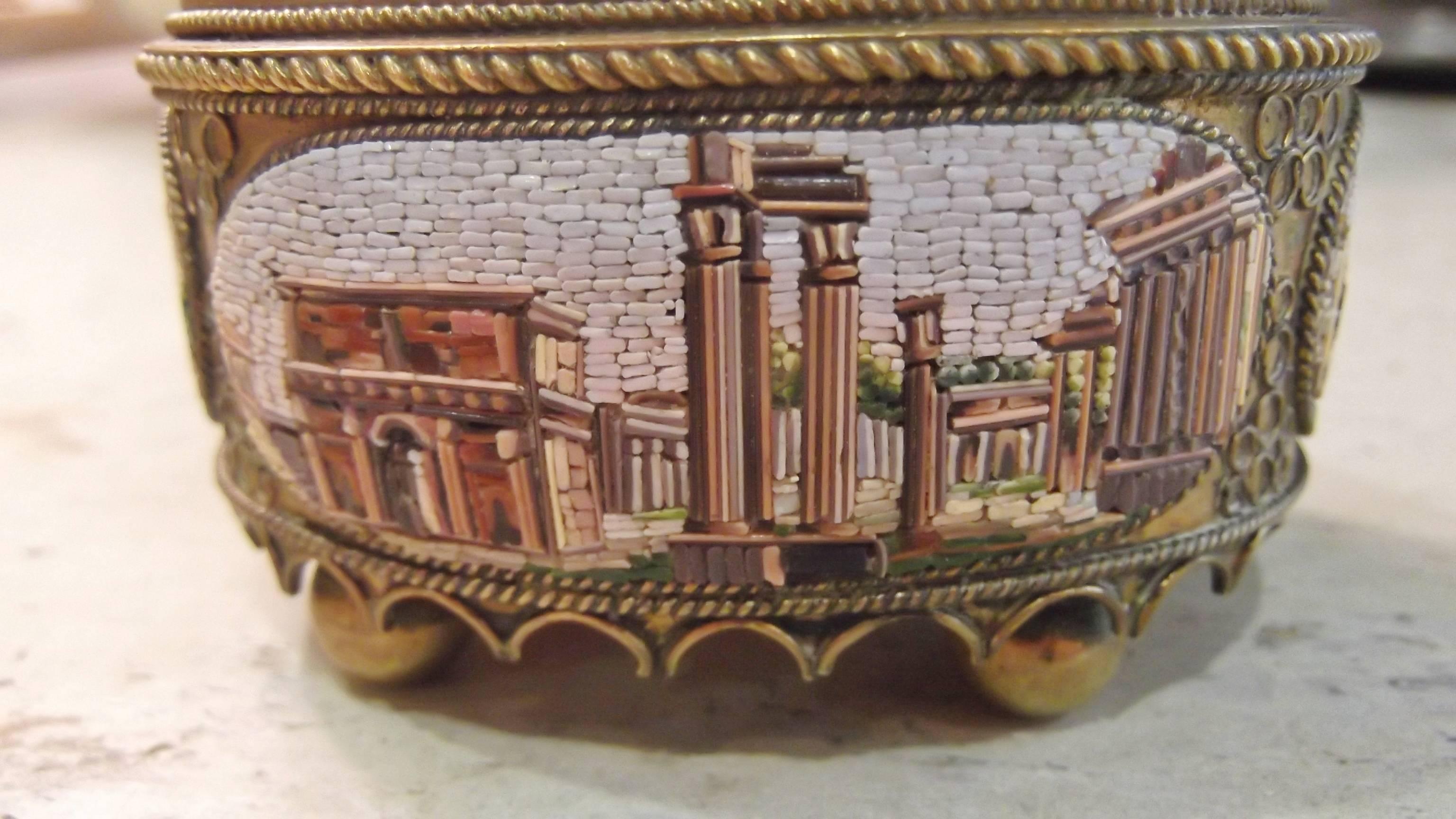 19th Century Grand Tour Micro Mosaic Oval Box 2