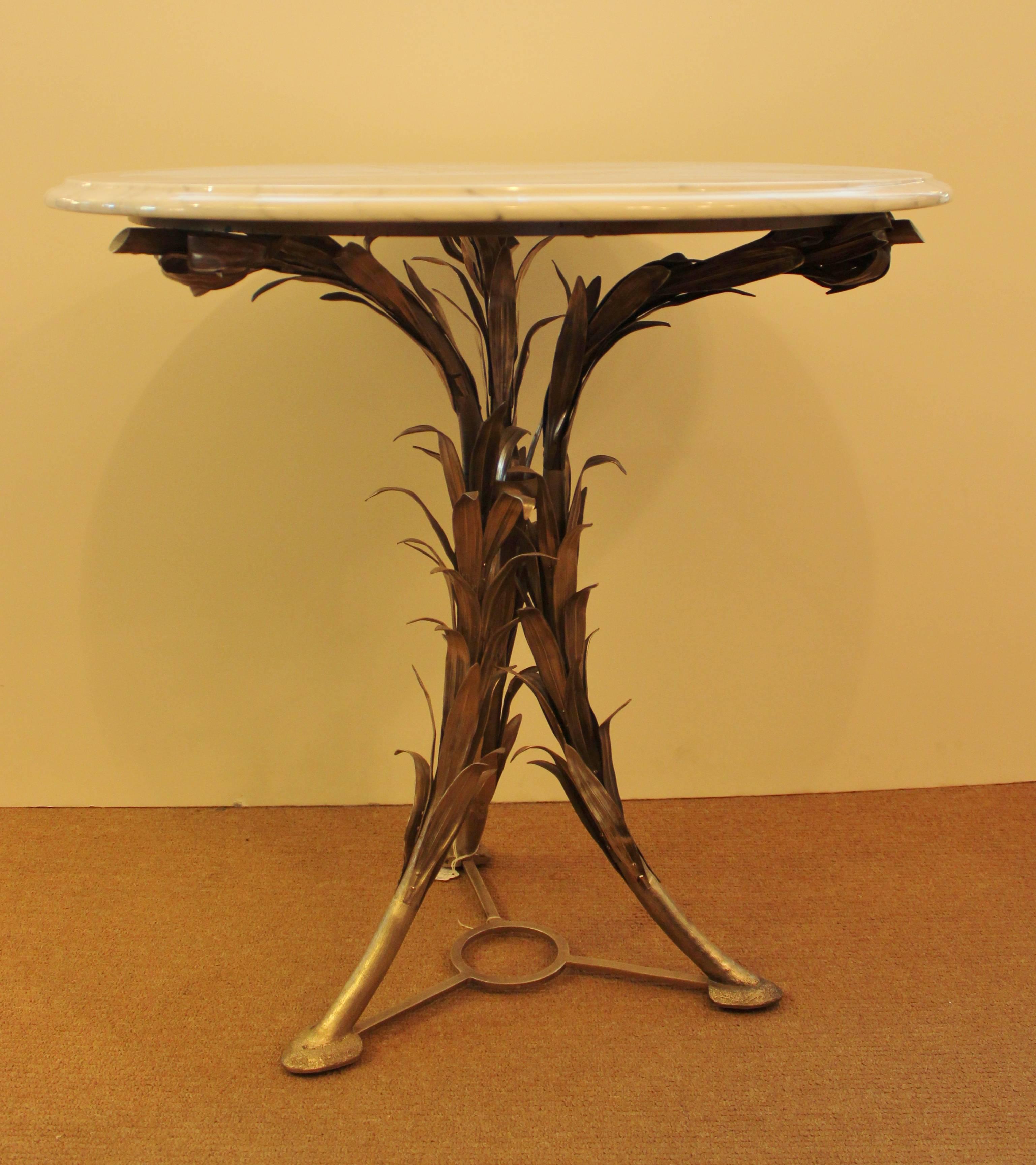 Art Nouveau Marble and Silvered Bronze Round Table Gueridon