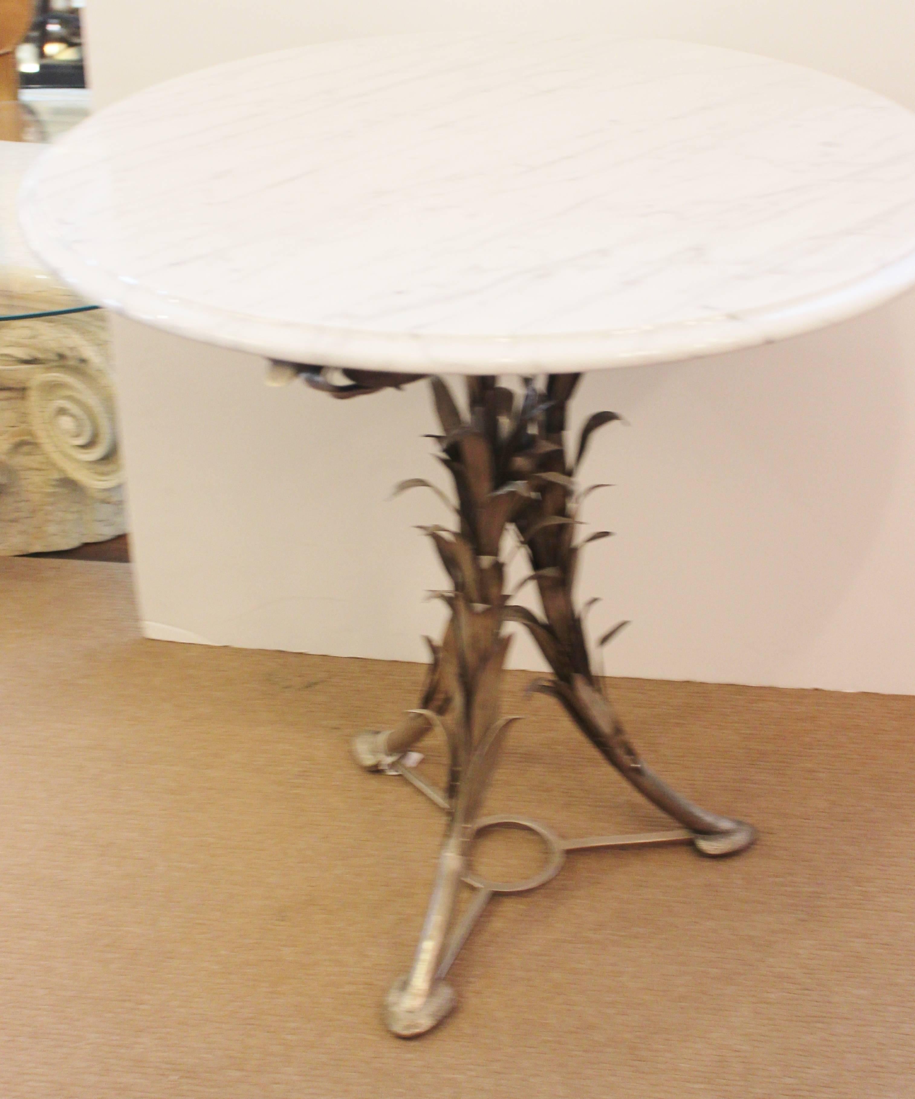 French Marble and Silvered Bronze Round Table Gueridon