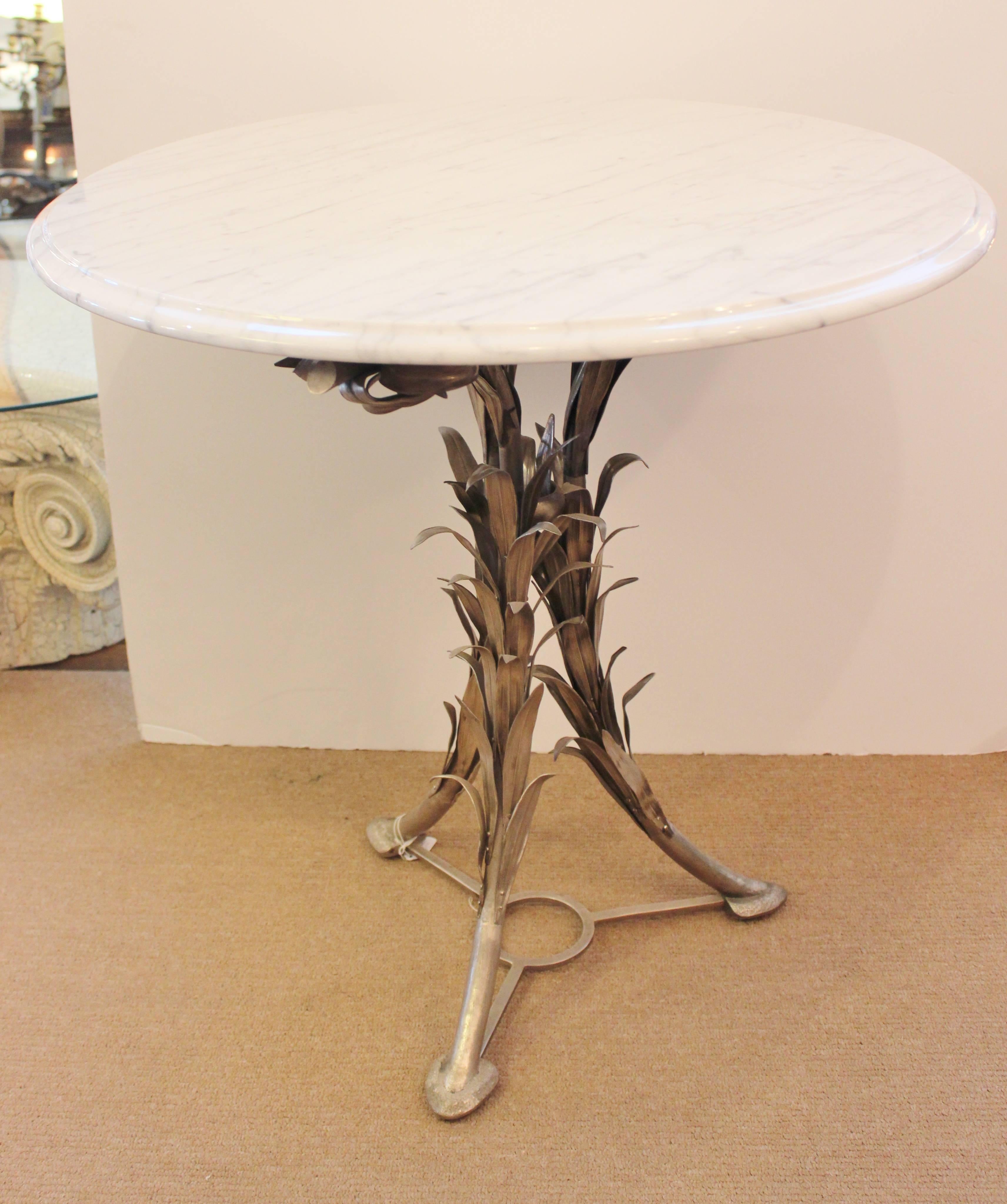 19th Century Marble and Silvered Bronze Round Table Gueridon