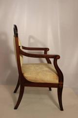 Pair of French Armchairs in Mahogany with Satinwood