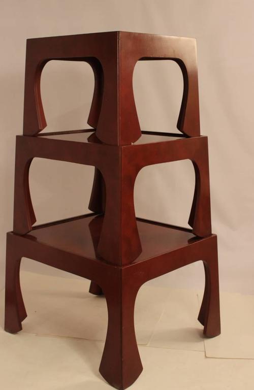Unusual Triple Set of Stacking Side Tables For Sale at 1stDibs