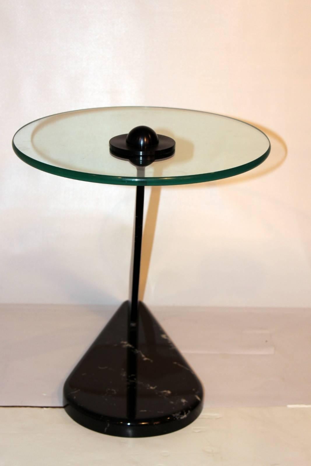 Kaiser-Newman K1001 Glass and Marble Side Table In Excellent Condition In Lambertville, NJ