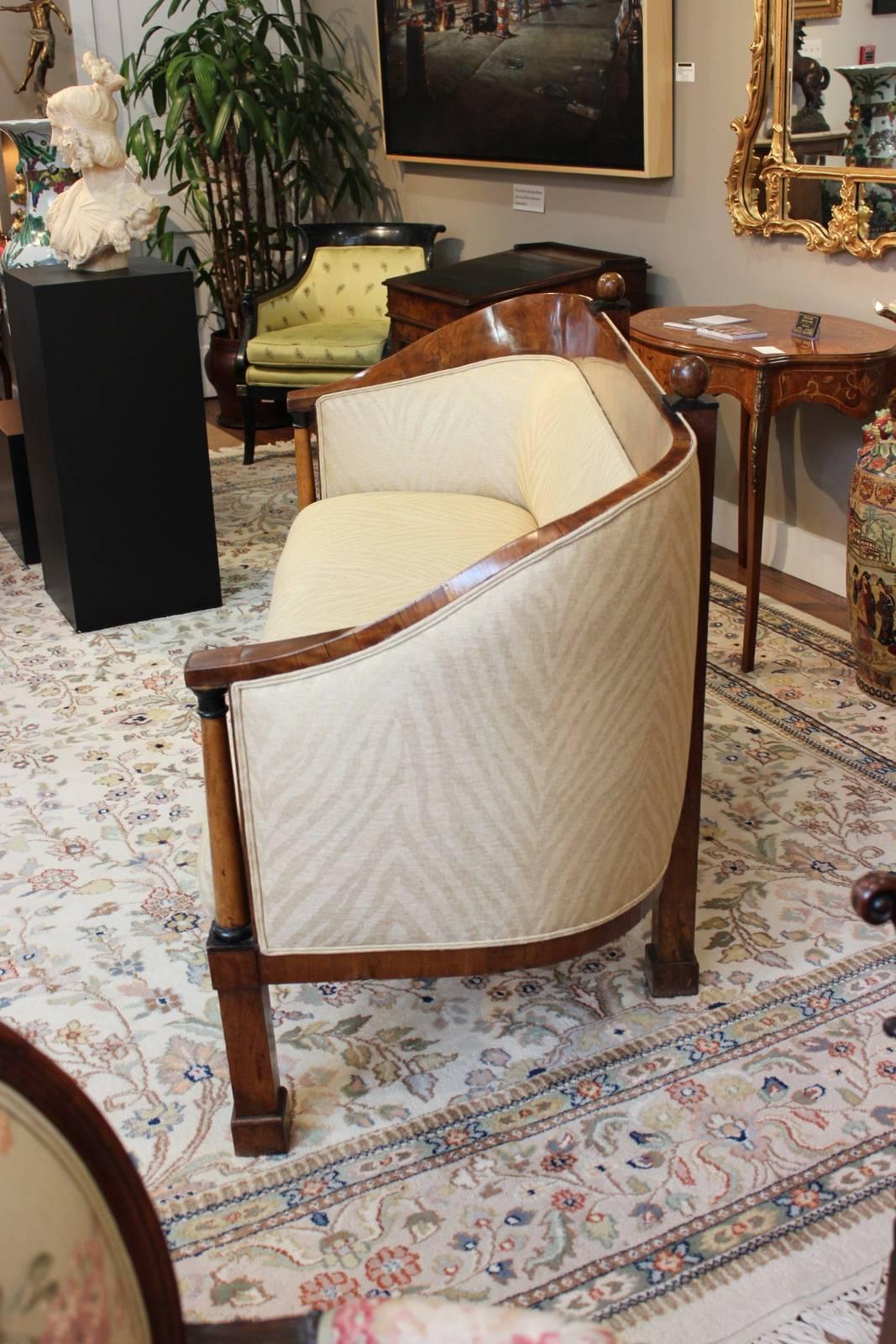 Biedermeier Upholstered Diminutive Neoclassic Sofa In Excellent Condition In Lambertville, NJ