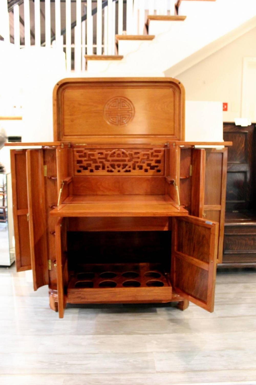 Carved Fruitwood Chinese Bar For Sale at 1stdibs