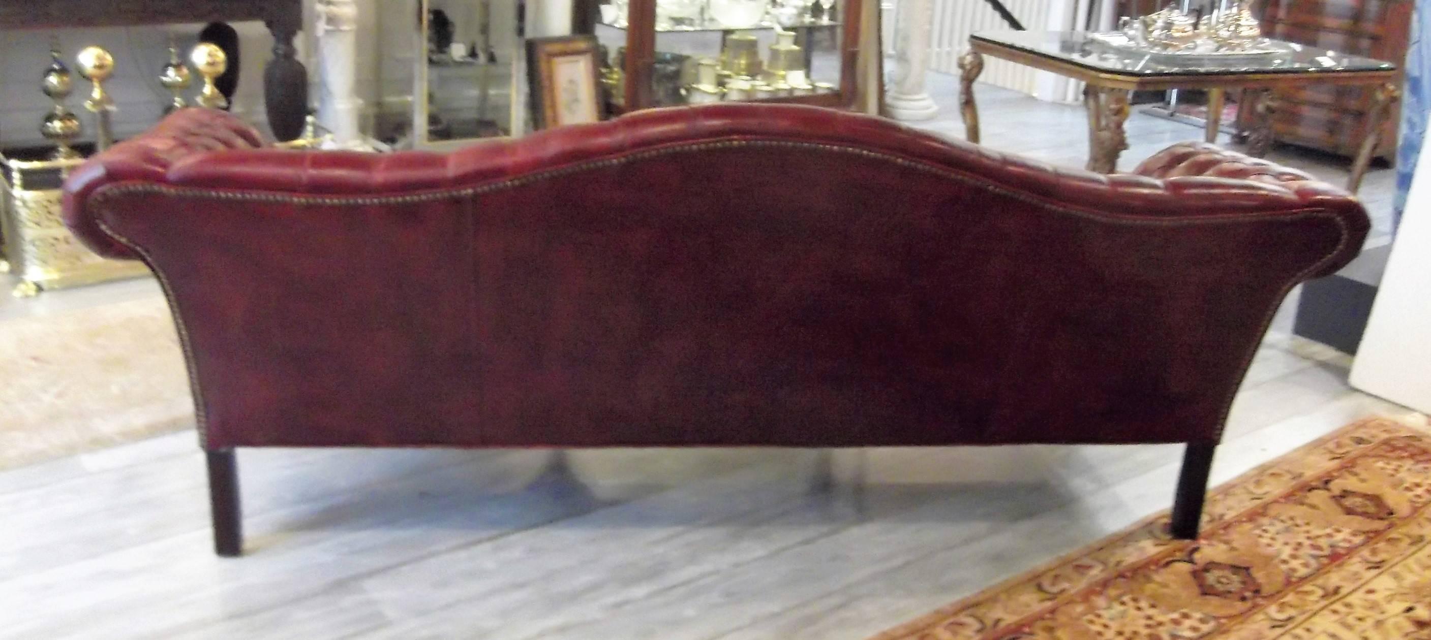 20th Century Handsome Chesterfield Camelback Leather Sofa