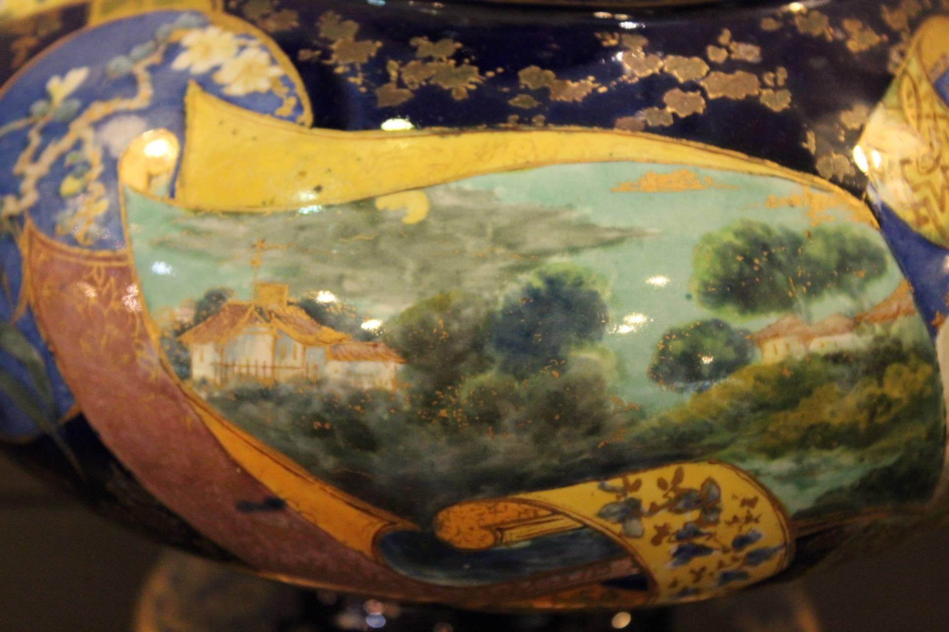French Chinoiserie Hand-Painted Vase In Excellent Condition In Lambertville, NJ