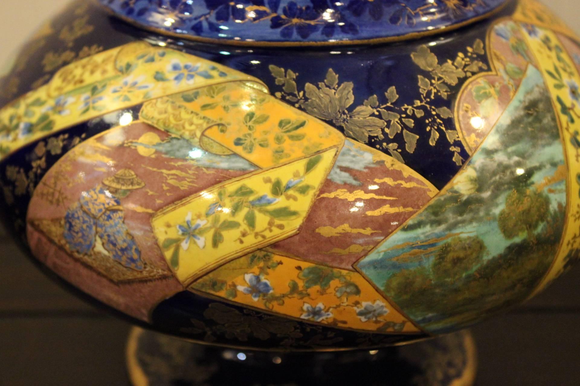 Faience French Chinoiserie Hand-Painted Vase