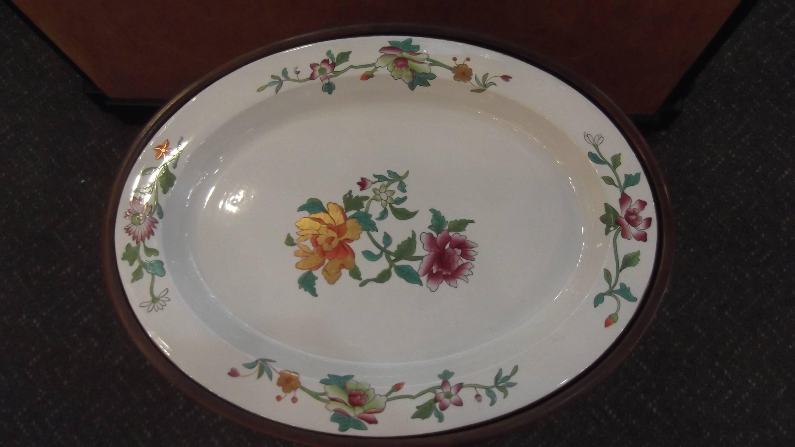 Chinese Export Early 19th Century English Porcelain Platter on Stand by Coalport and Garrett
